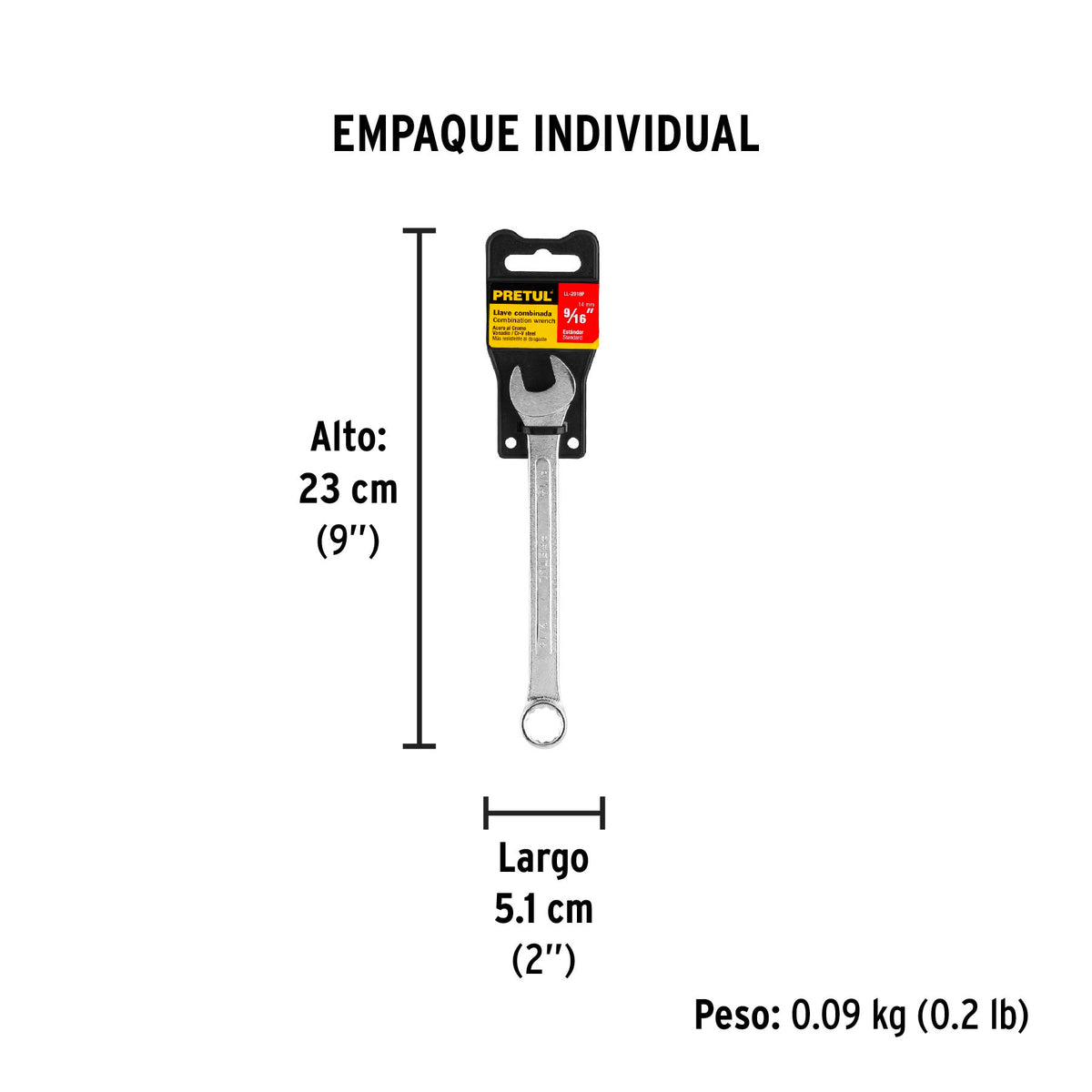 Llave combinada 9/16" x 180 mm, pretul