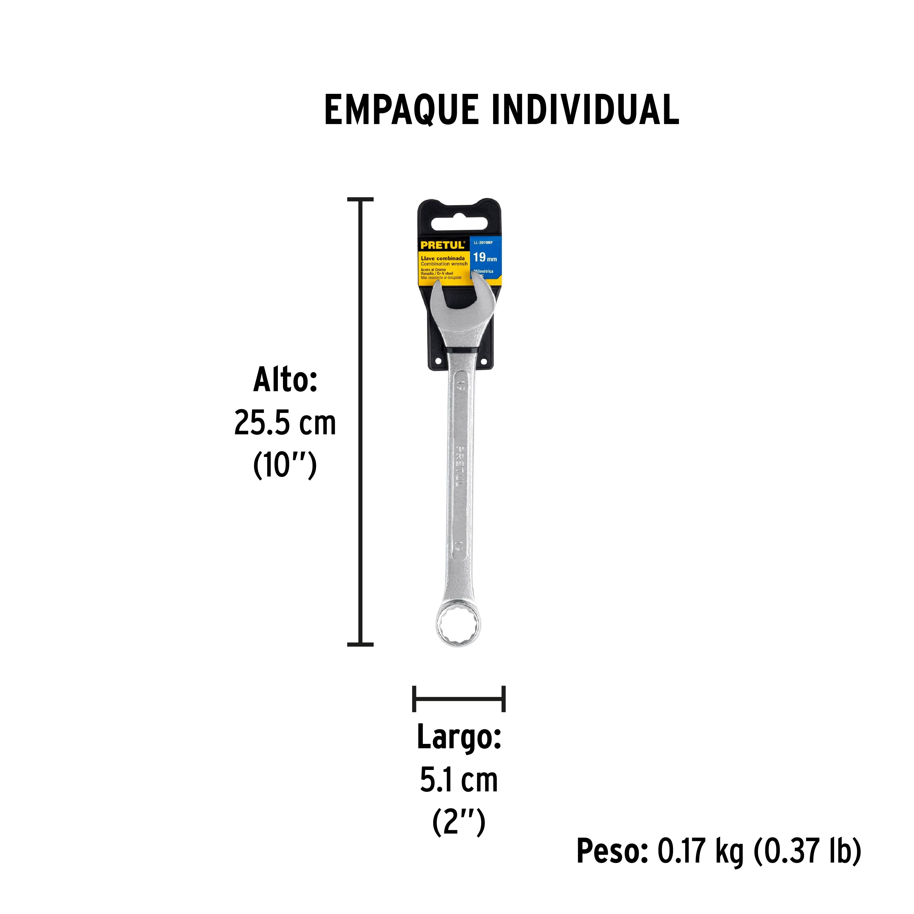 Llave combinada mm, 19 x 230 mm, pretul