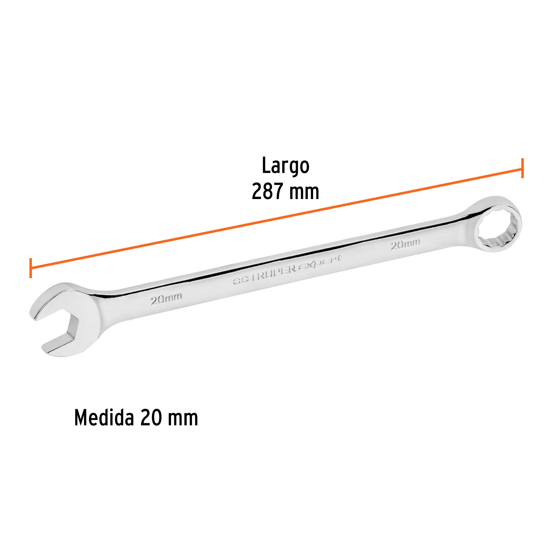 Llave combinada, extralarga, milimétrica, 20 x 287 mm