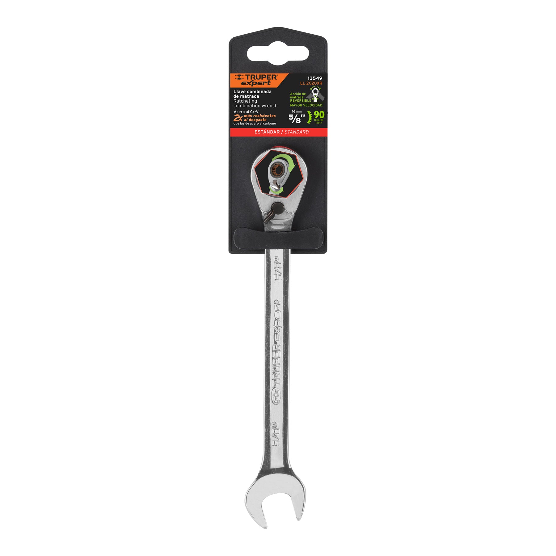 Llave combinada matraca reversible,5/8"x208mm,Truper Expert
