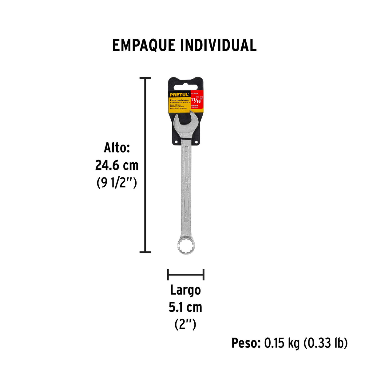Llave combinada 11/16" x 210 mm, pretul