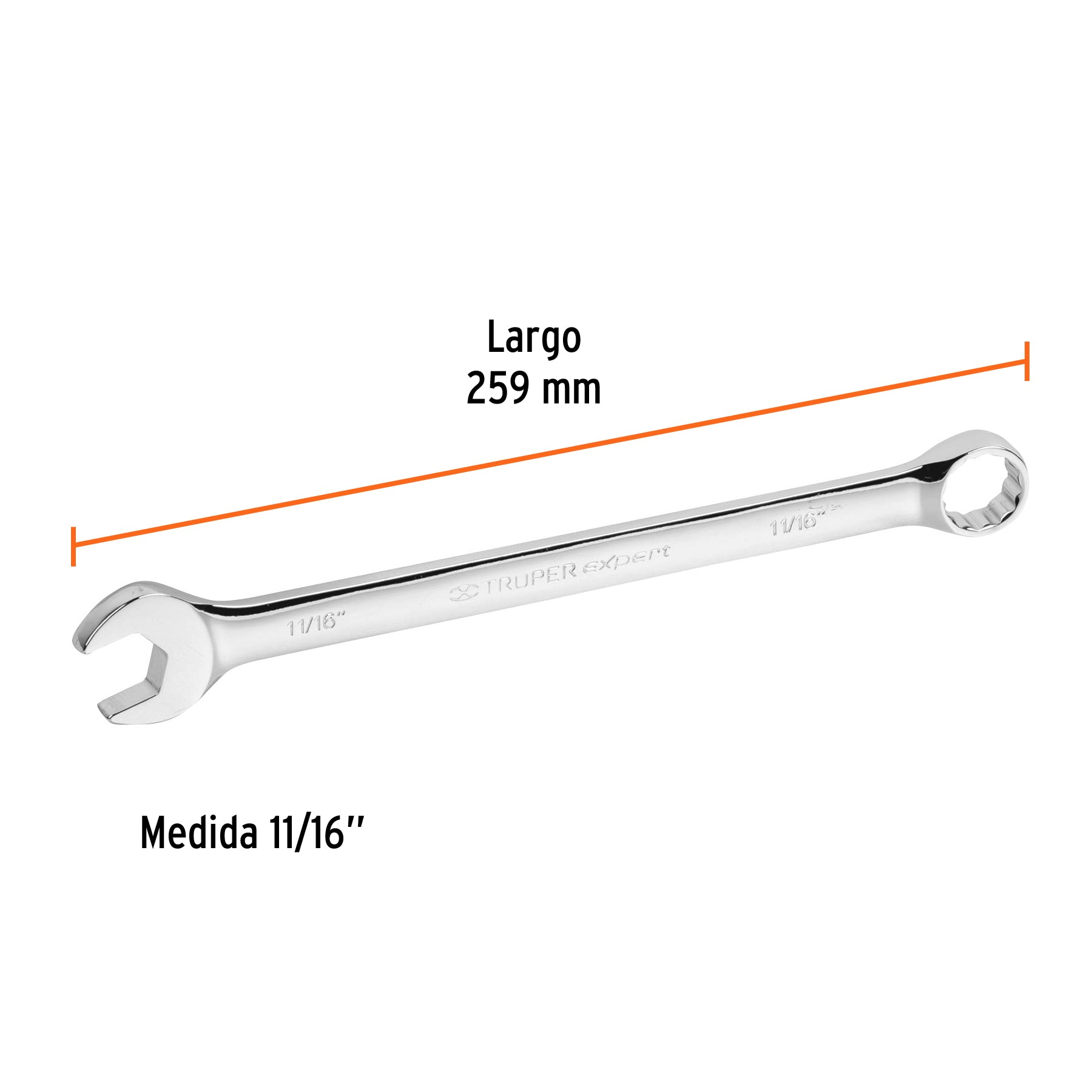 Llave combinada, extralarga, 11/16" x 259 mm