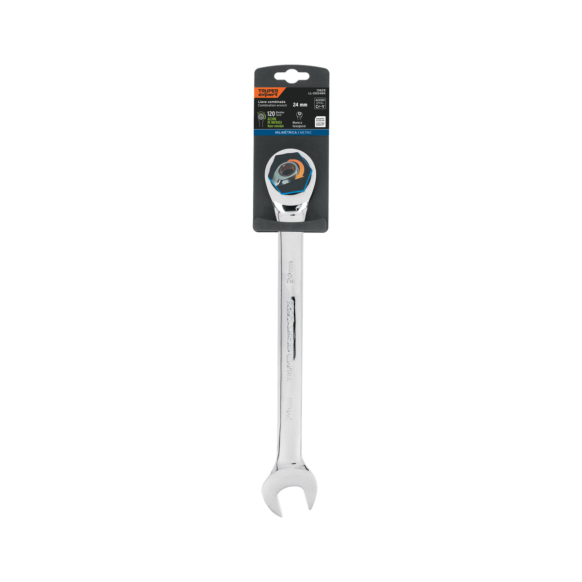 Llave combinada con matraca, 24 x 325 mm, Truper Expert