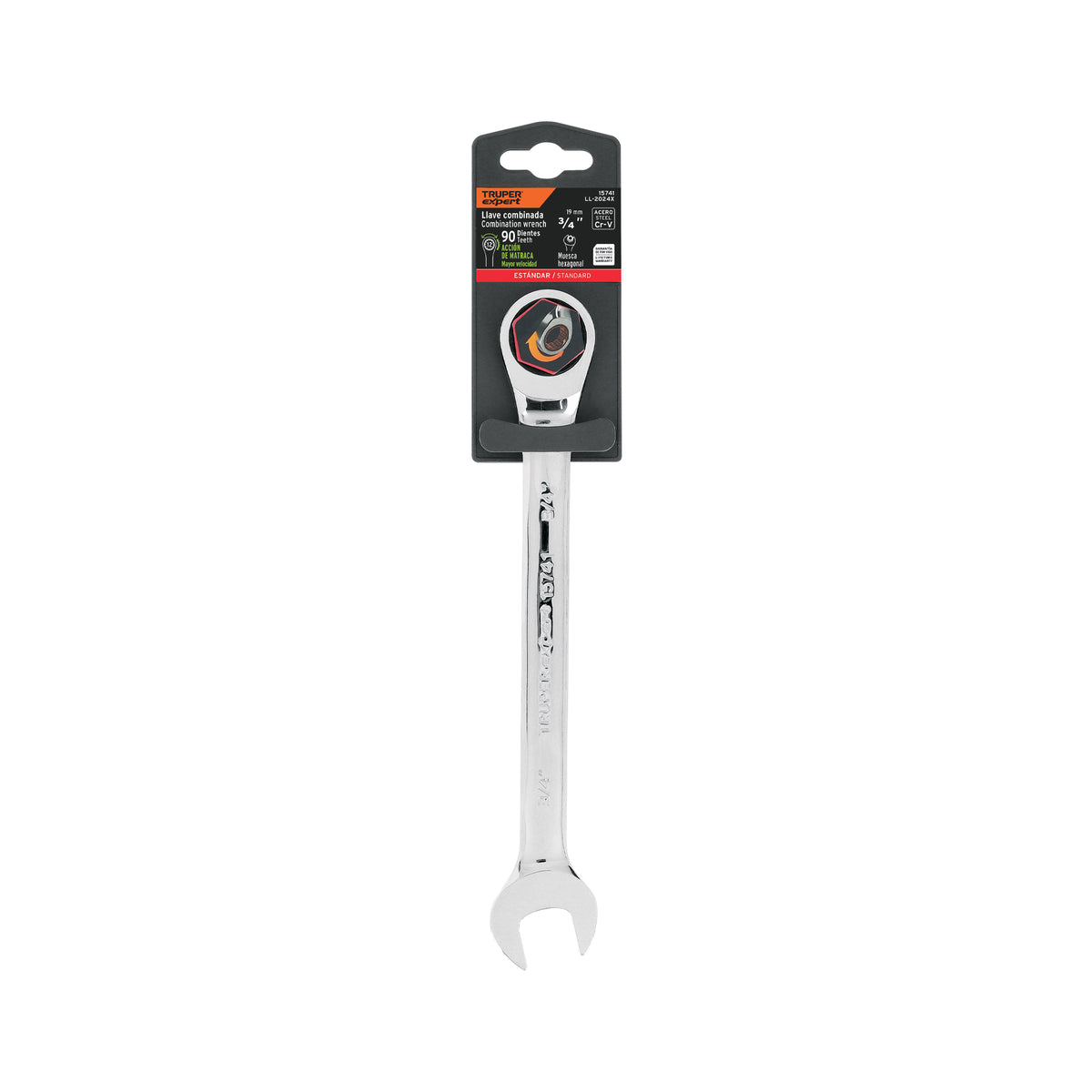 Llave combinada con matraca, 3/4" x 238 mm, Truper Expert