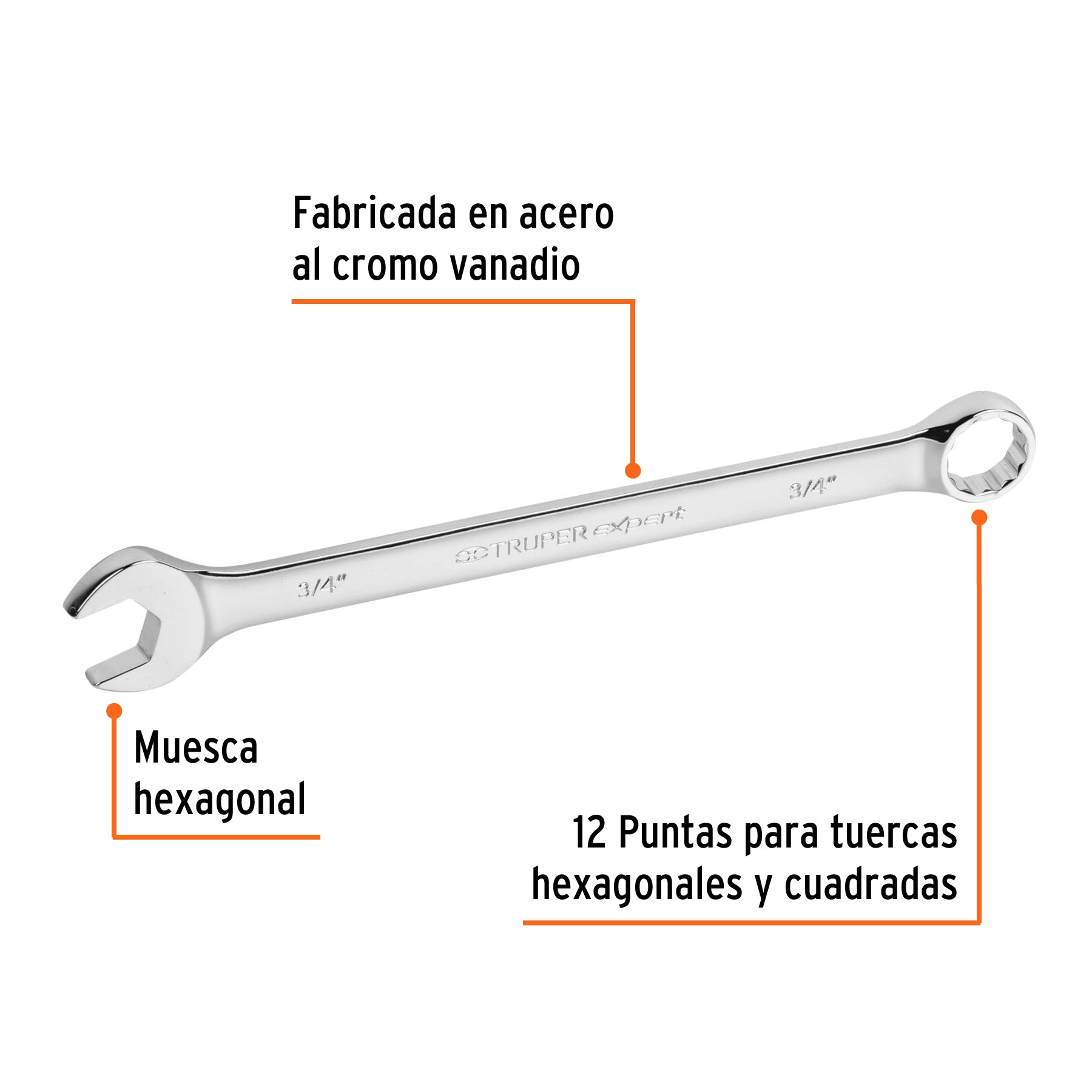Llave combinada, extralarga, 3/4" x 278 mm
