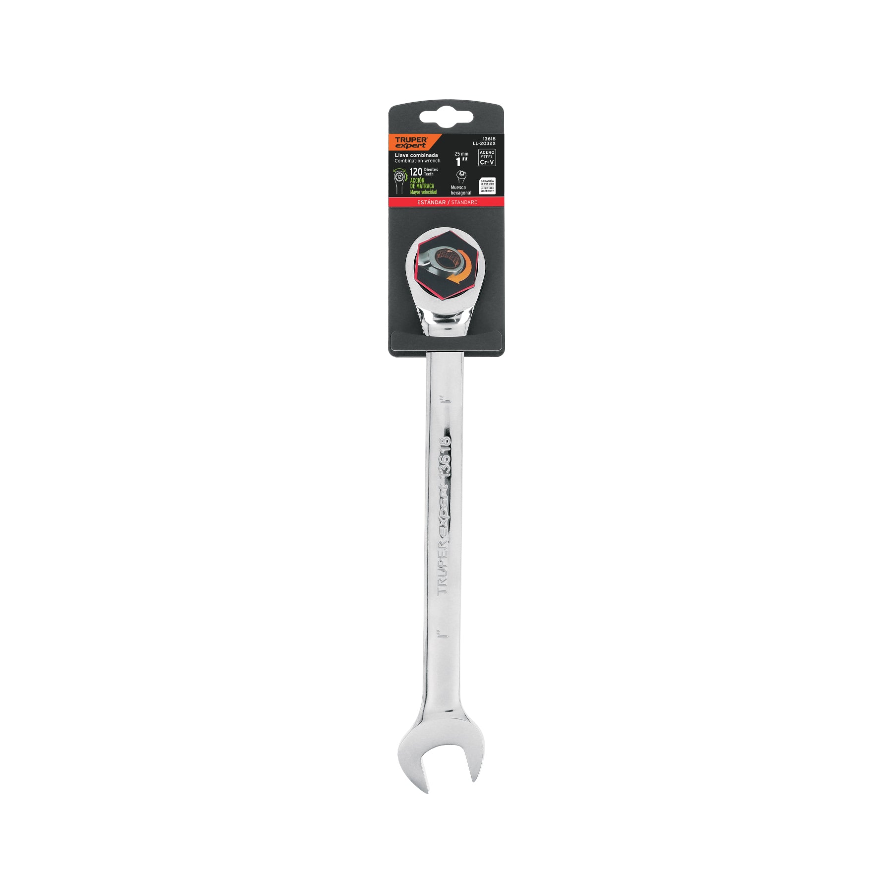 Llave combinada con matraca, 1" x 325 mm, Truper Expert