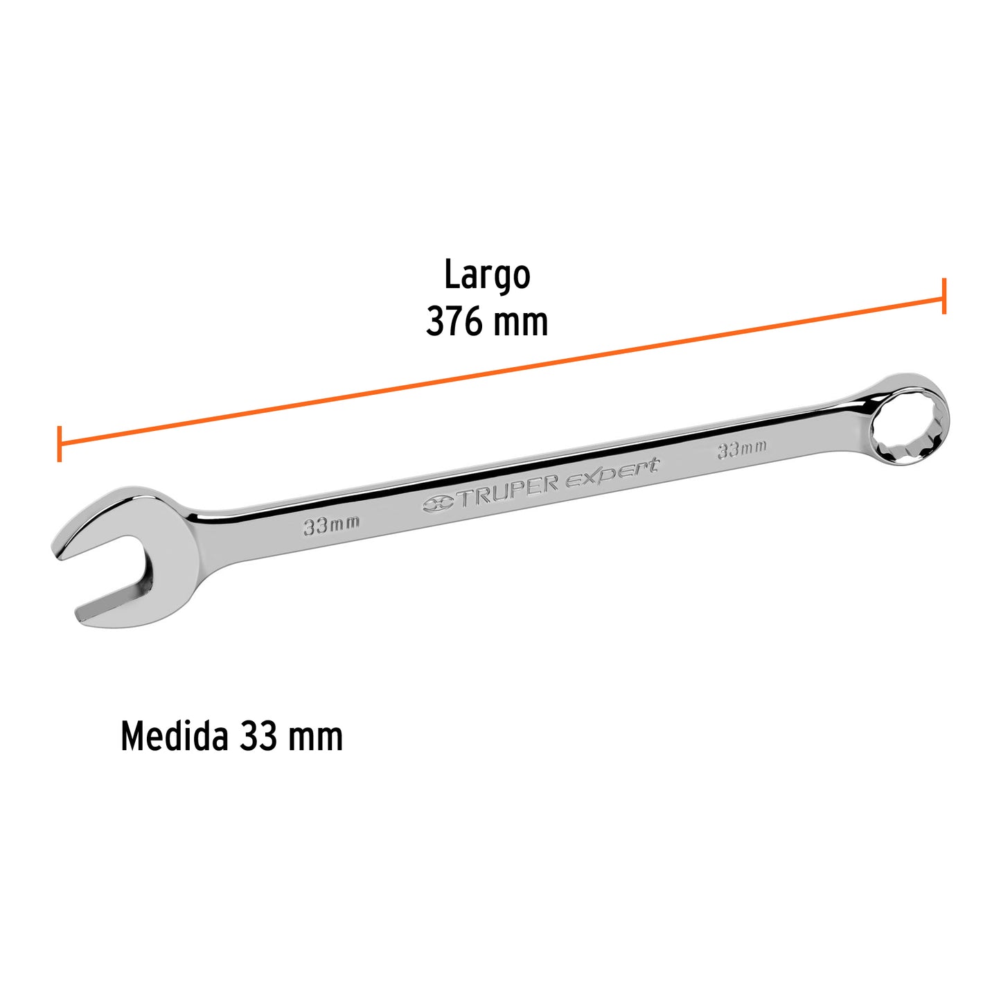 Llave combinada, extralarga, milimétrica, 33 x 470 mm