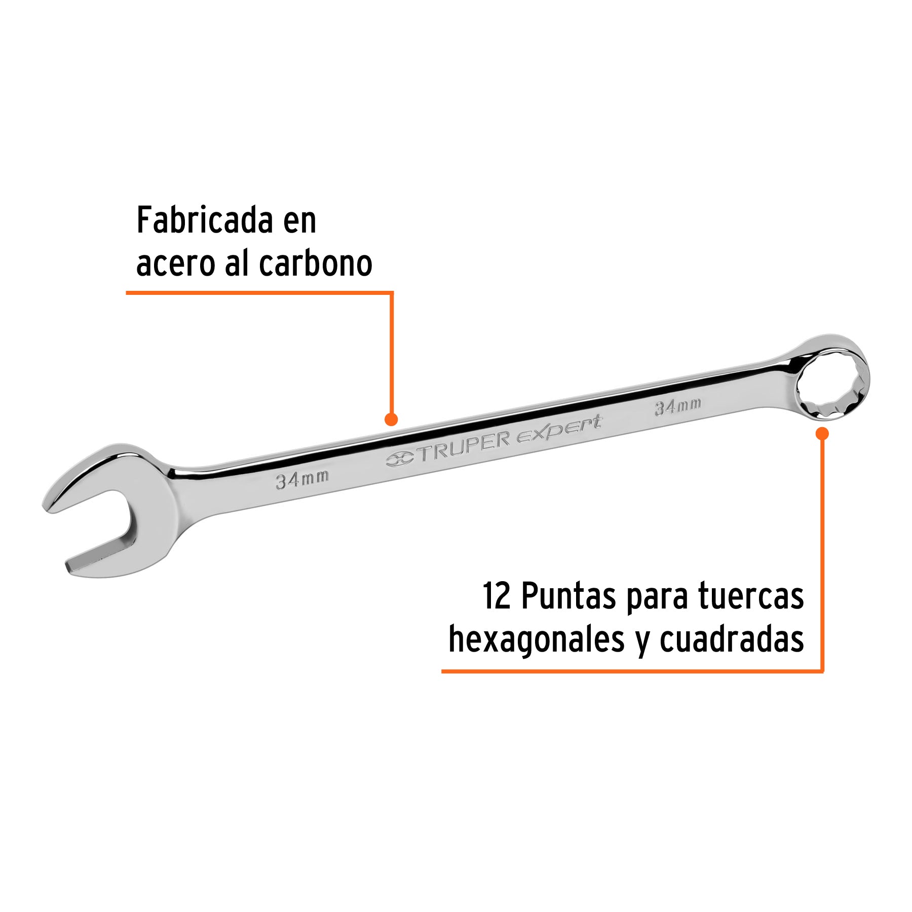 Llave combinada, extralarga, milimétrica, 34 x 465 mm