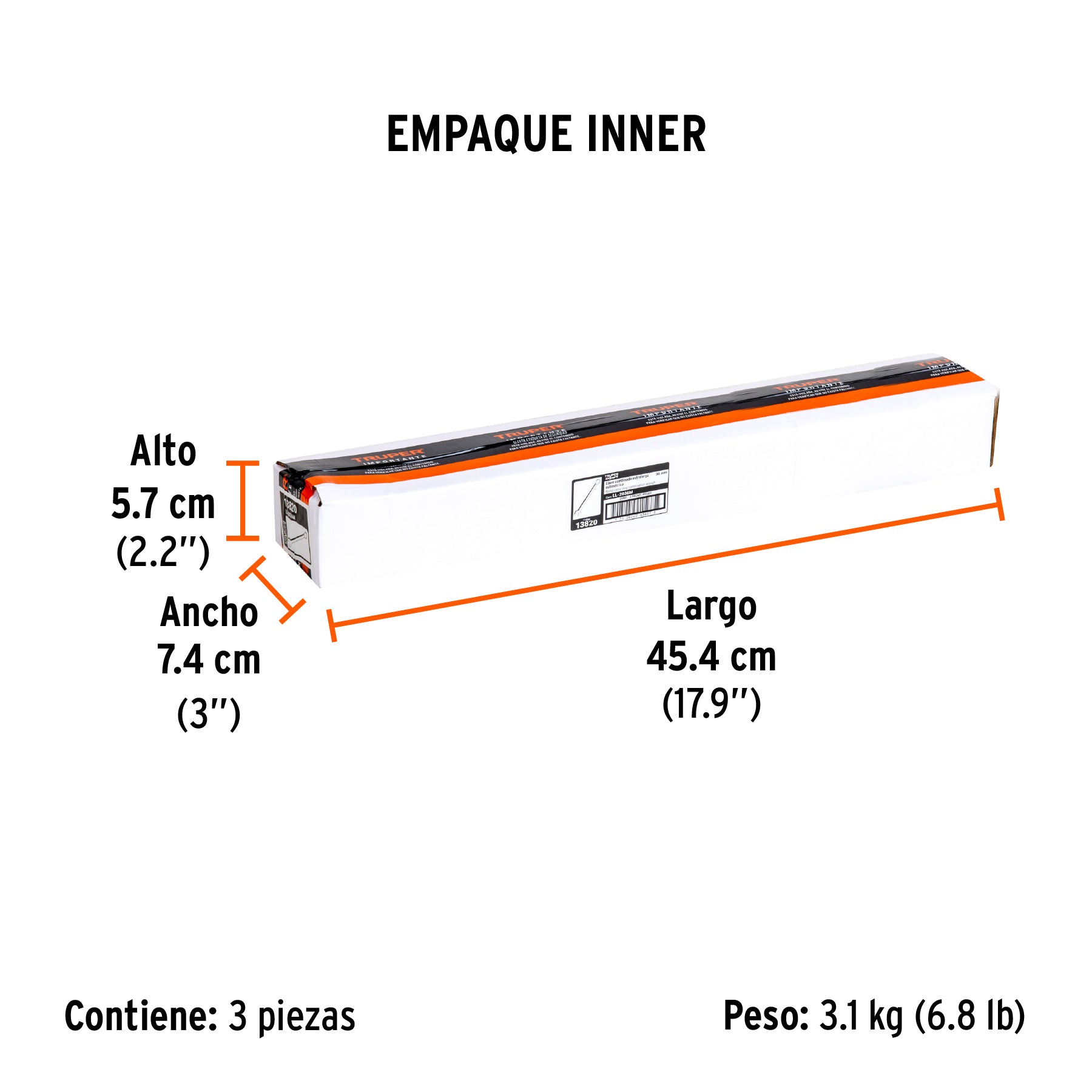 Llave combinada, extralarga, milimétrica, 36 x 505 mm