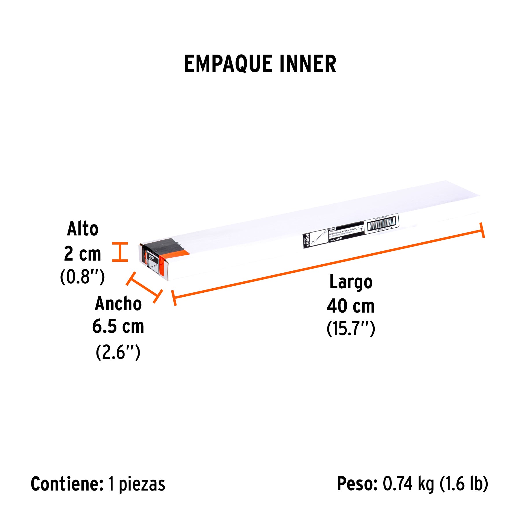 Llave combinada, extralarga, 1-1/8" x 401 mm