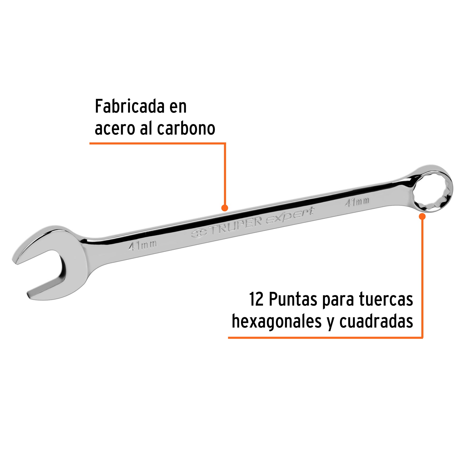 Llave combinada, extralarga, milimétrica, 41 x 550 mm
