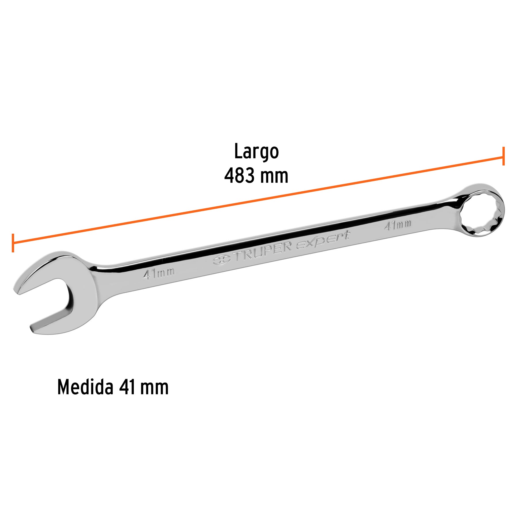 Llave combinada, extralarga, milimétrica, 41 x 550 mm