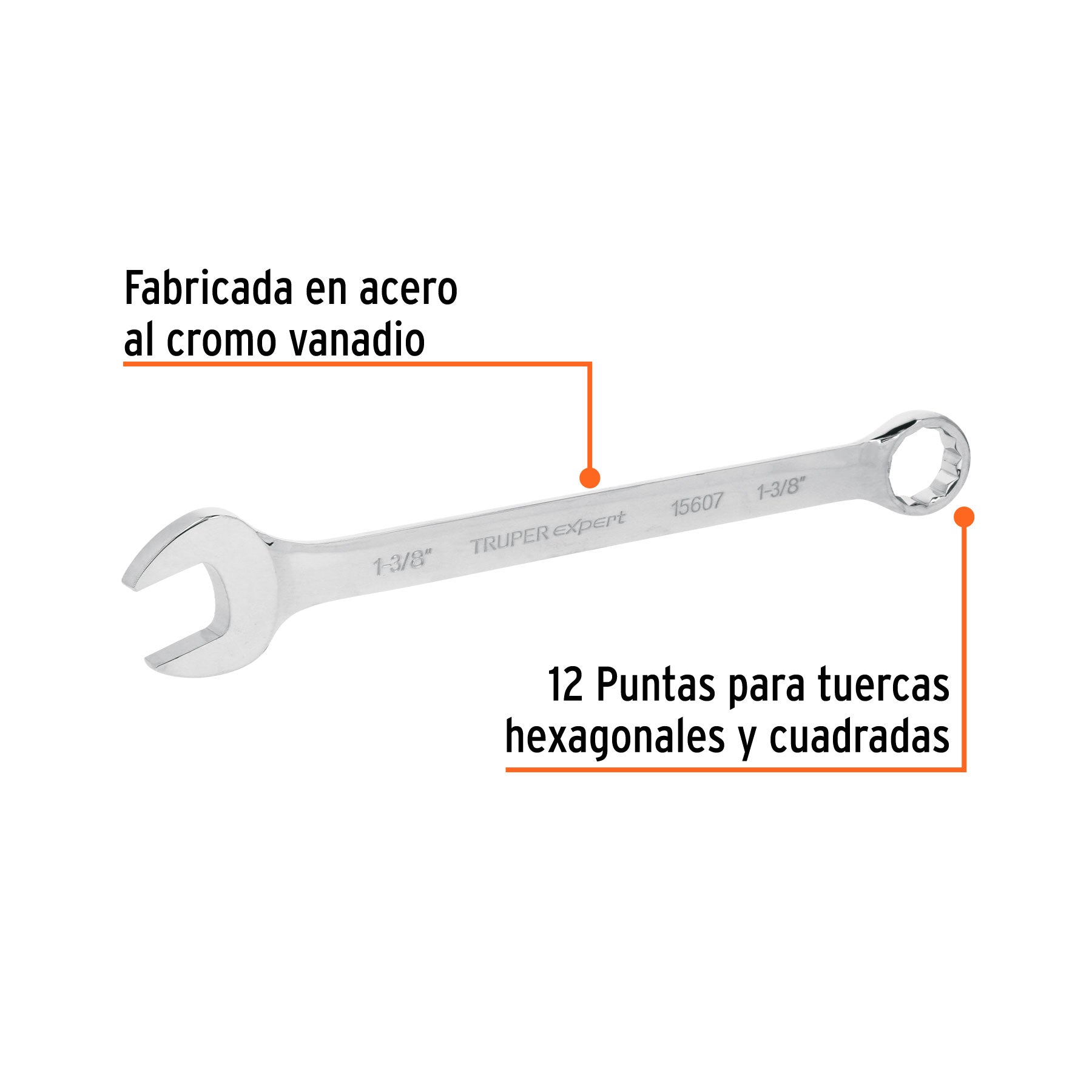 Llave combinada, extralarga, 1-3/8" x 468 mm