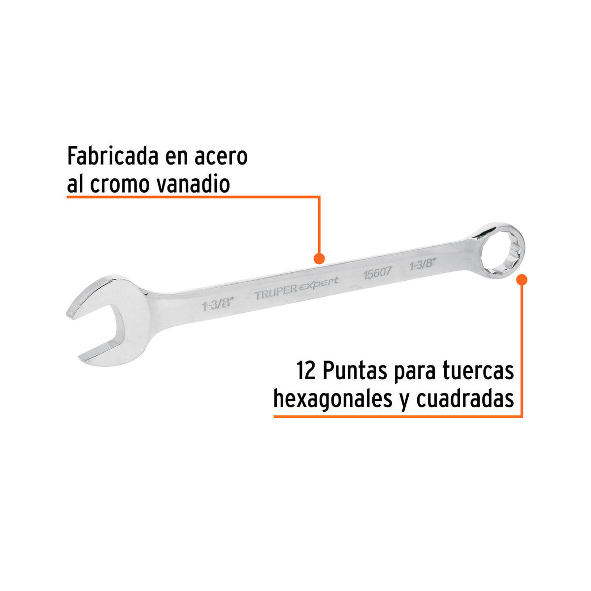 Llave combinada, extralarga, 1-3/8" x 468 mm