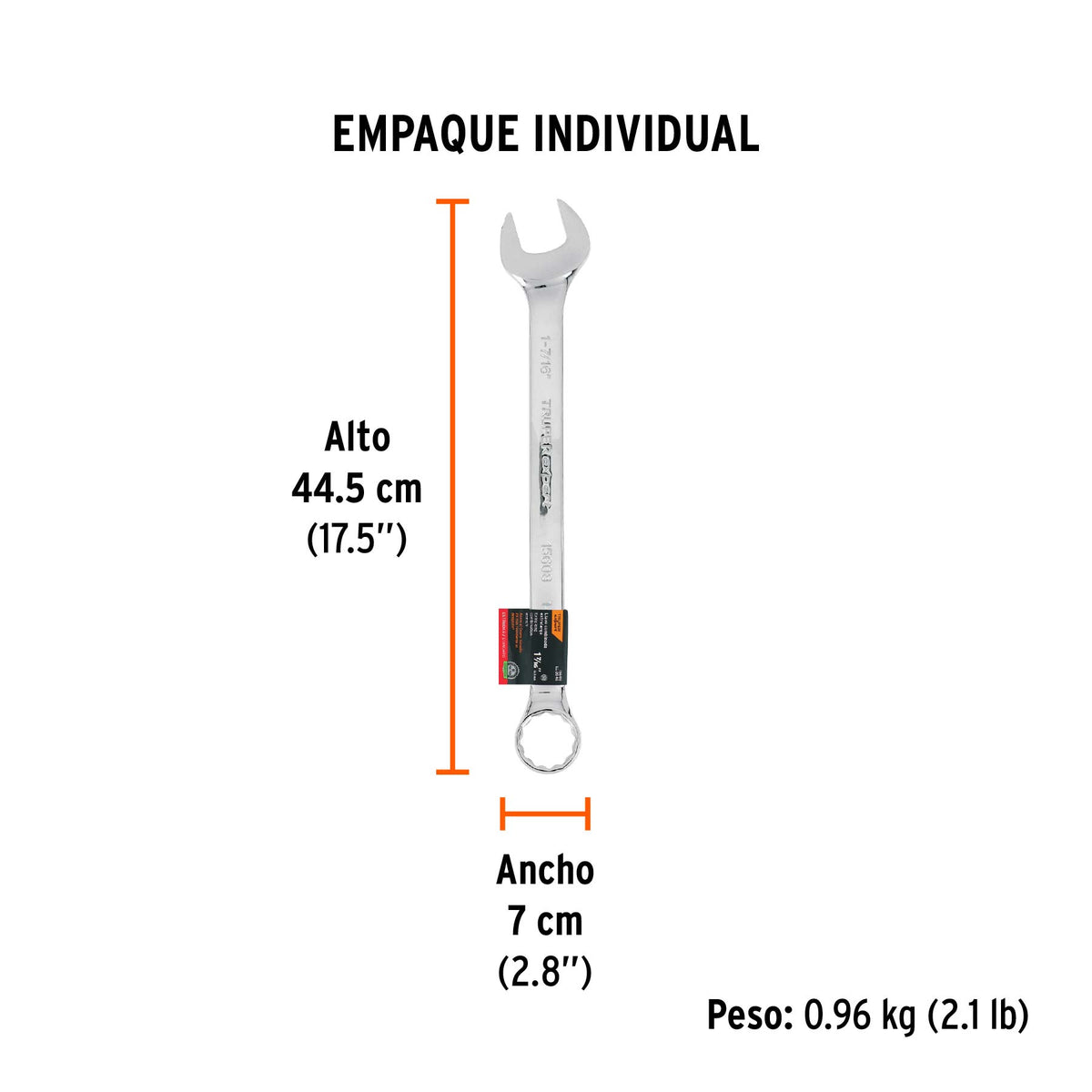 Llave combinada, extralarga, 1-7/16" x 508 mm