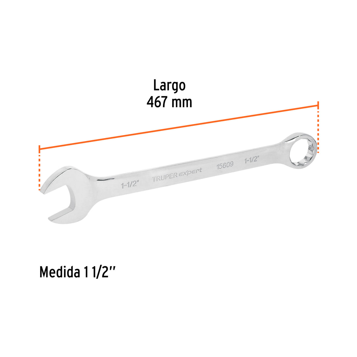 Llave combinada, extralarga, 1-1/2" x 508 mm