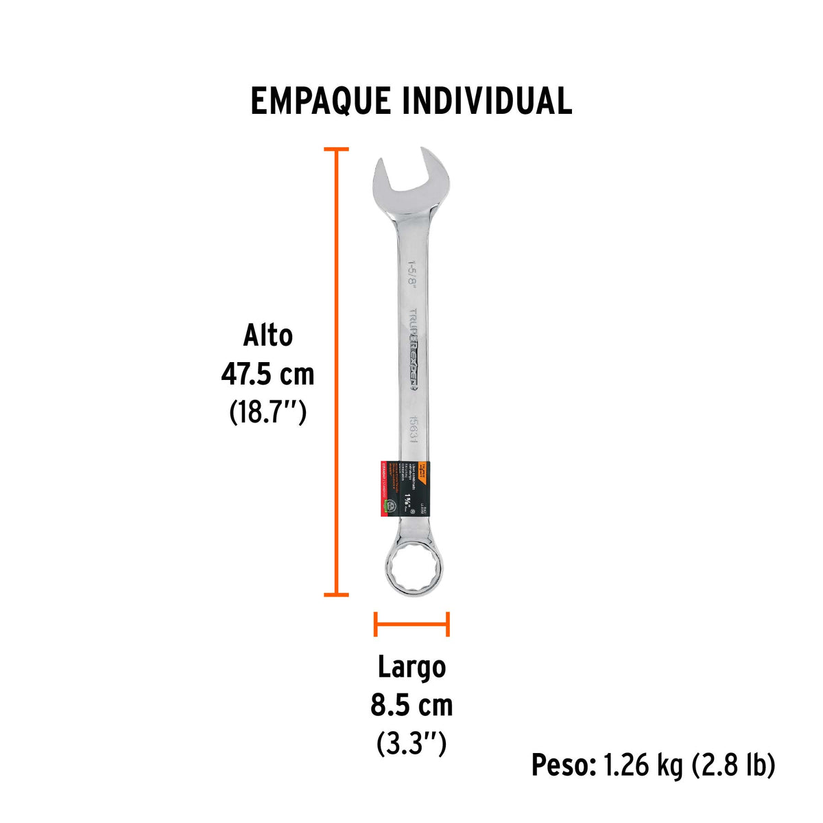 Llave combinada, extralarga, 1-5/8" x 548 mm