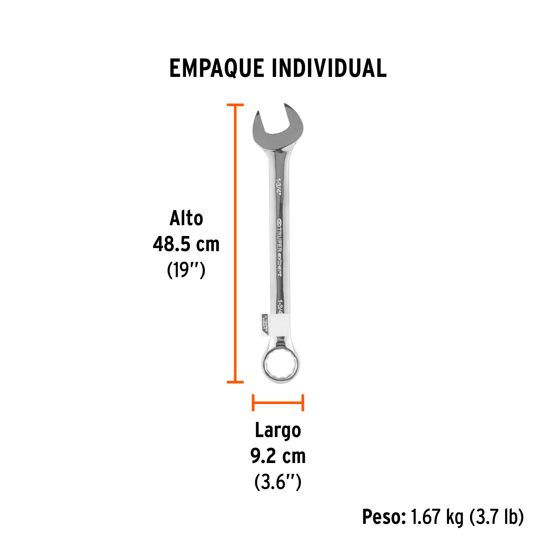 Llave combinada, extralarga, 1-3/4" x 610 mm