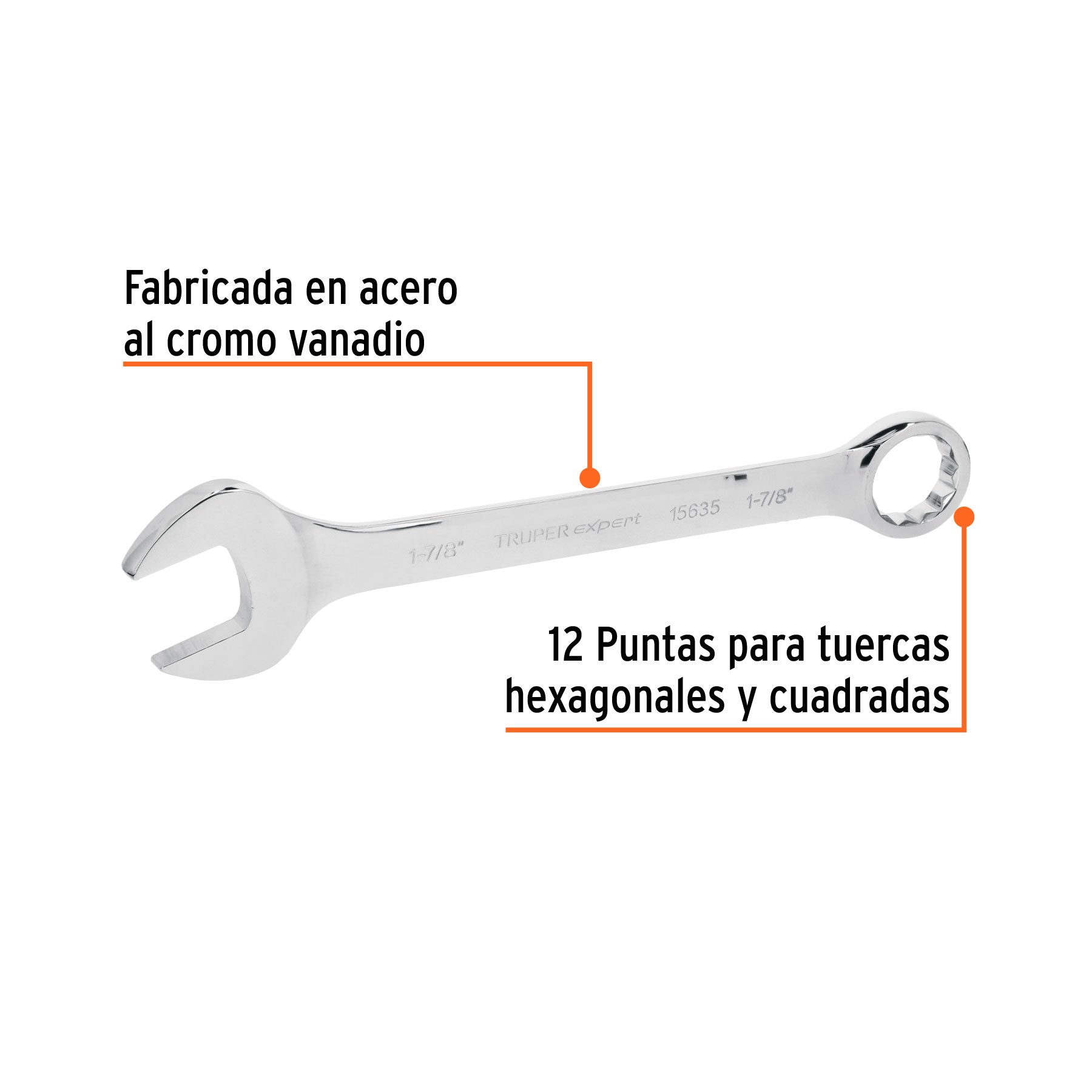 Llave combinada, extralarga, 1-7/8" x 648 mm