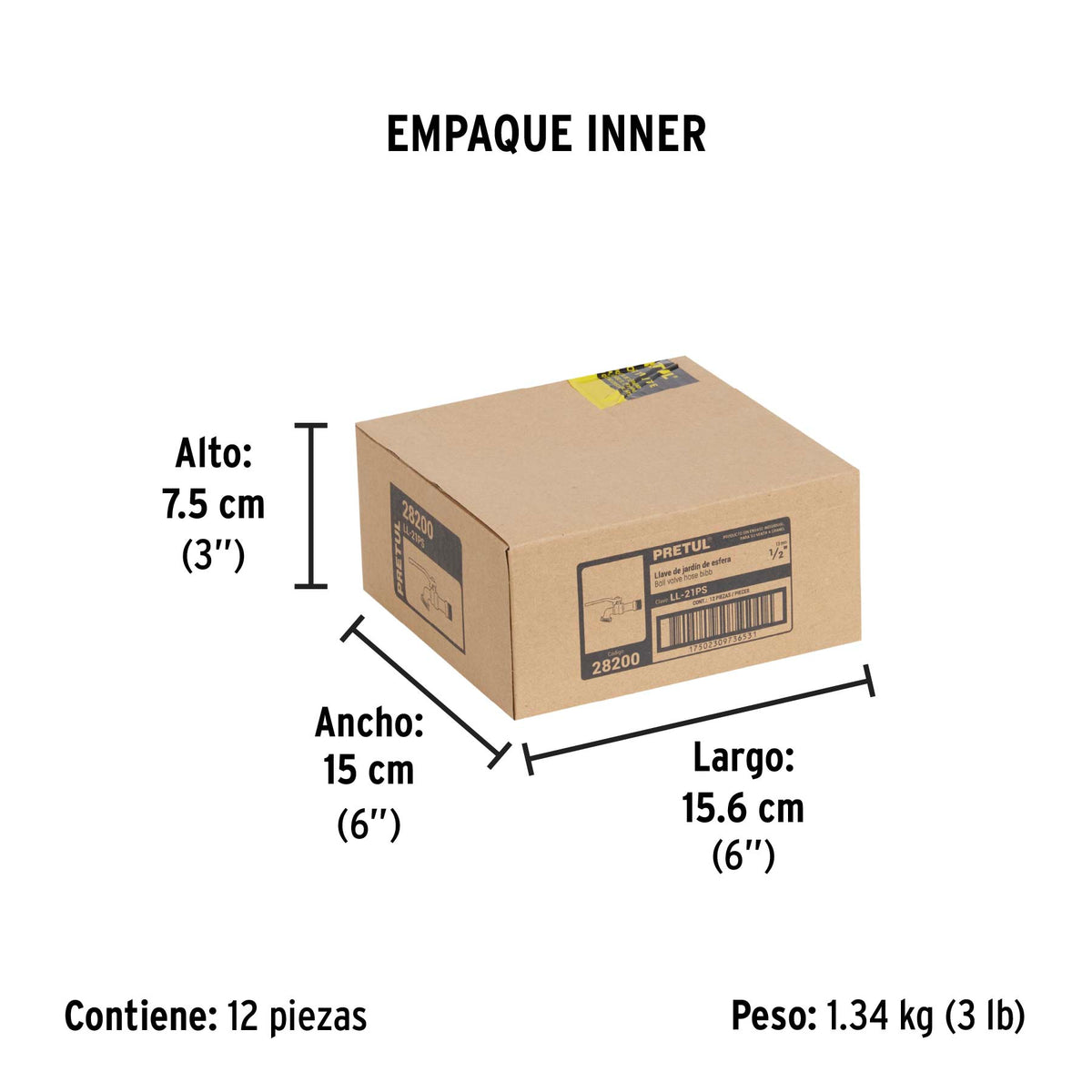 Llave de esfera de zinc 1/2', 110 g, s/adaptador, Pretul