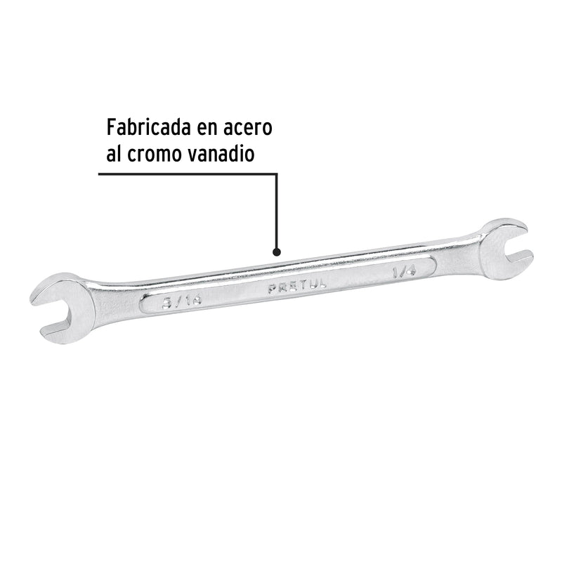 Llave española, 1/4 x 5/16" x 122 mm, pretul