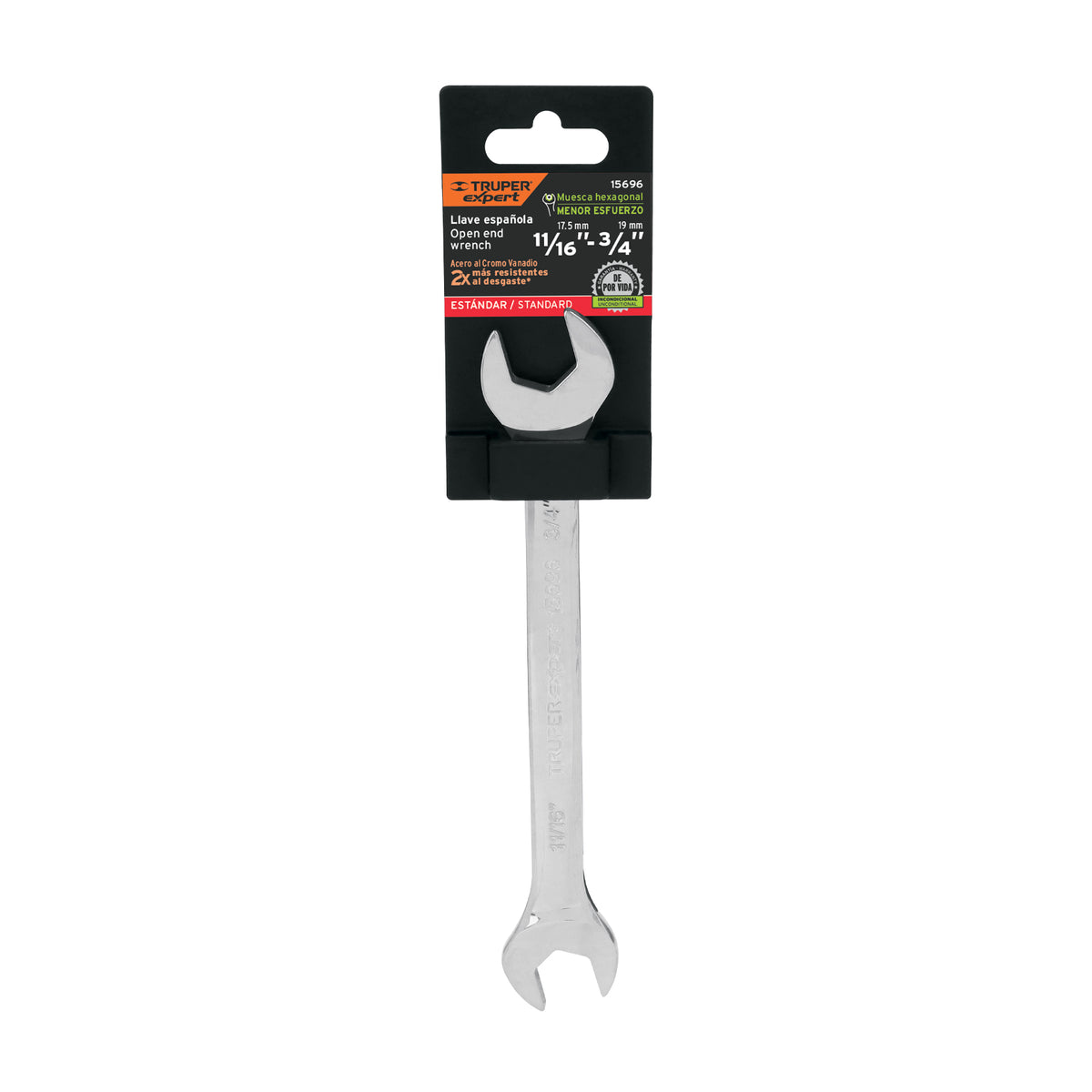 Llave española, 11/16 x 3/4" x 197 mm