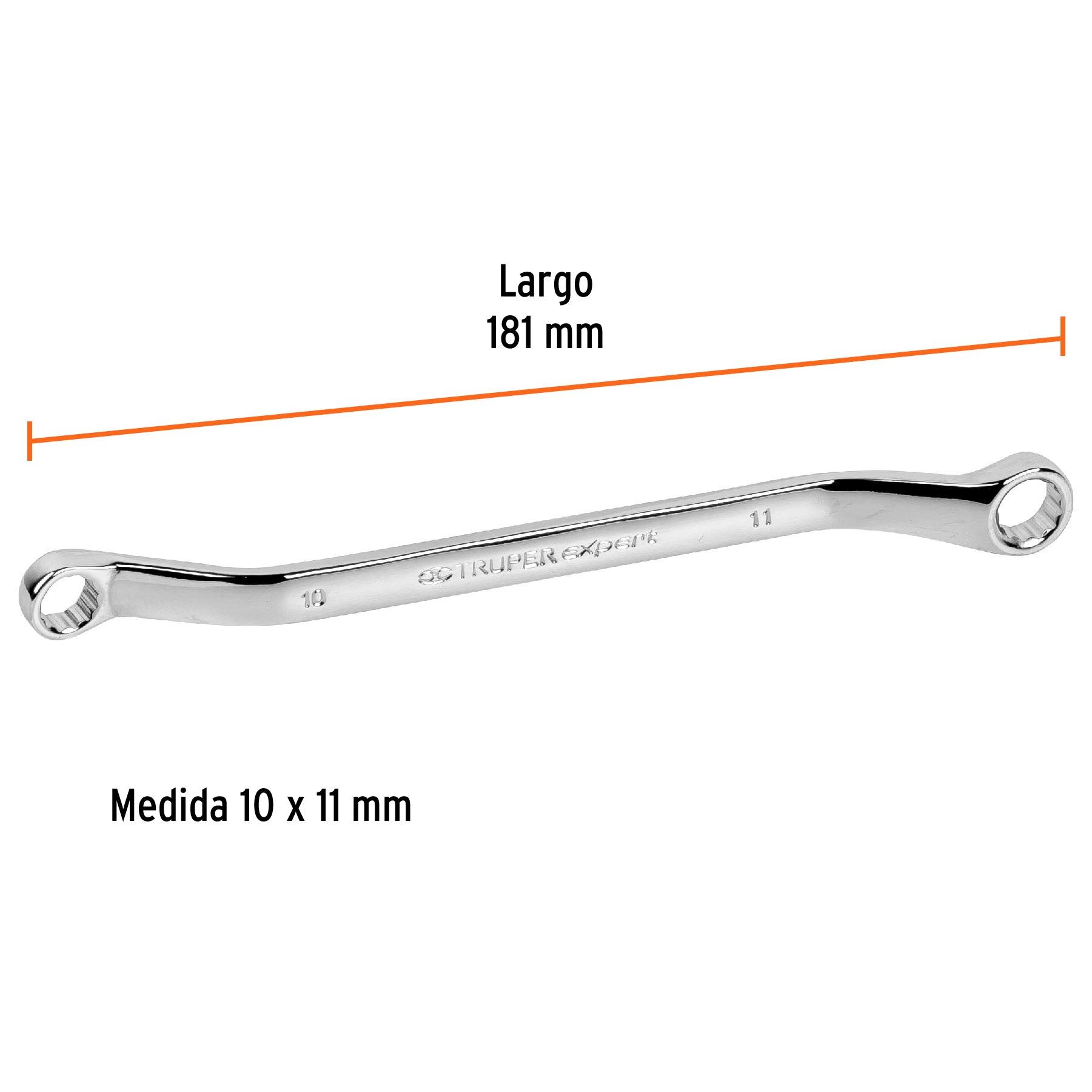 Llave de estrías, milimétrica, 10 x 11 x 181 mm
