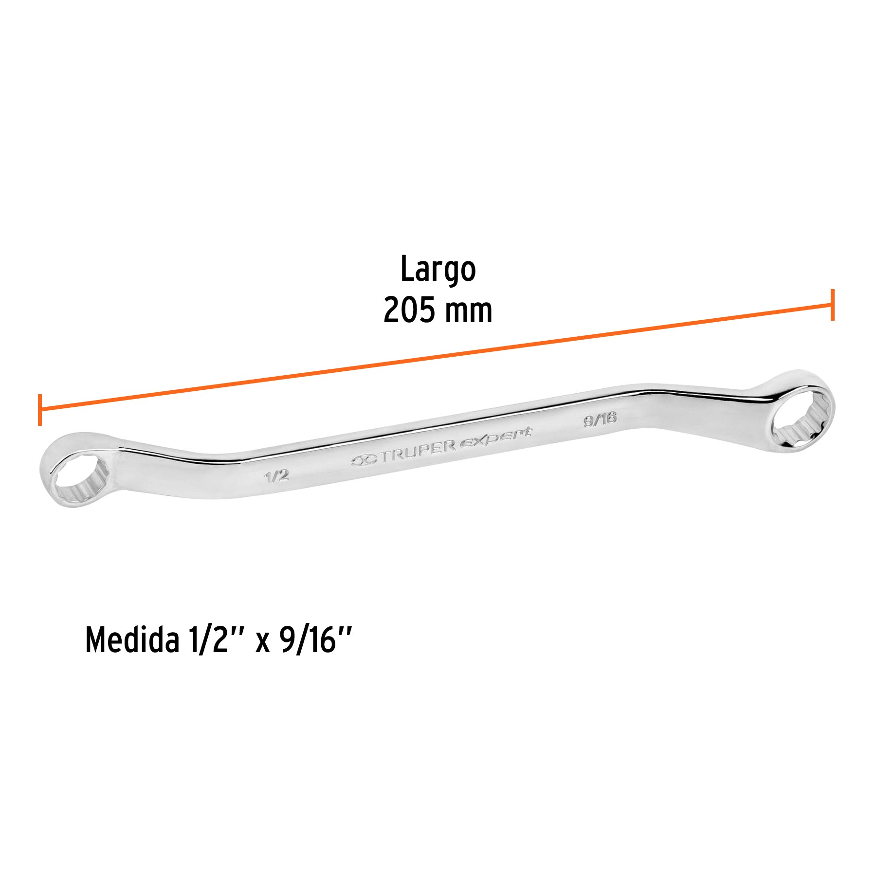 Llave de estrías, 1/2 x 9/16" x 205 mm