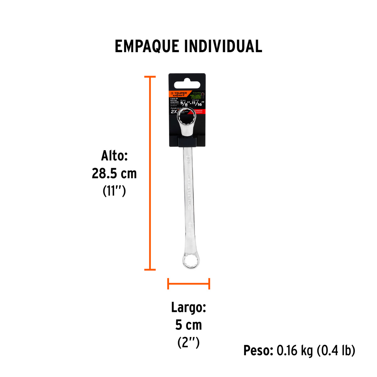 Llave de estrías, 5/8 x 11/16" x 236 mm