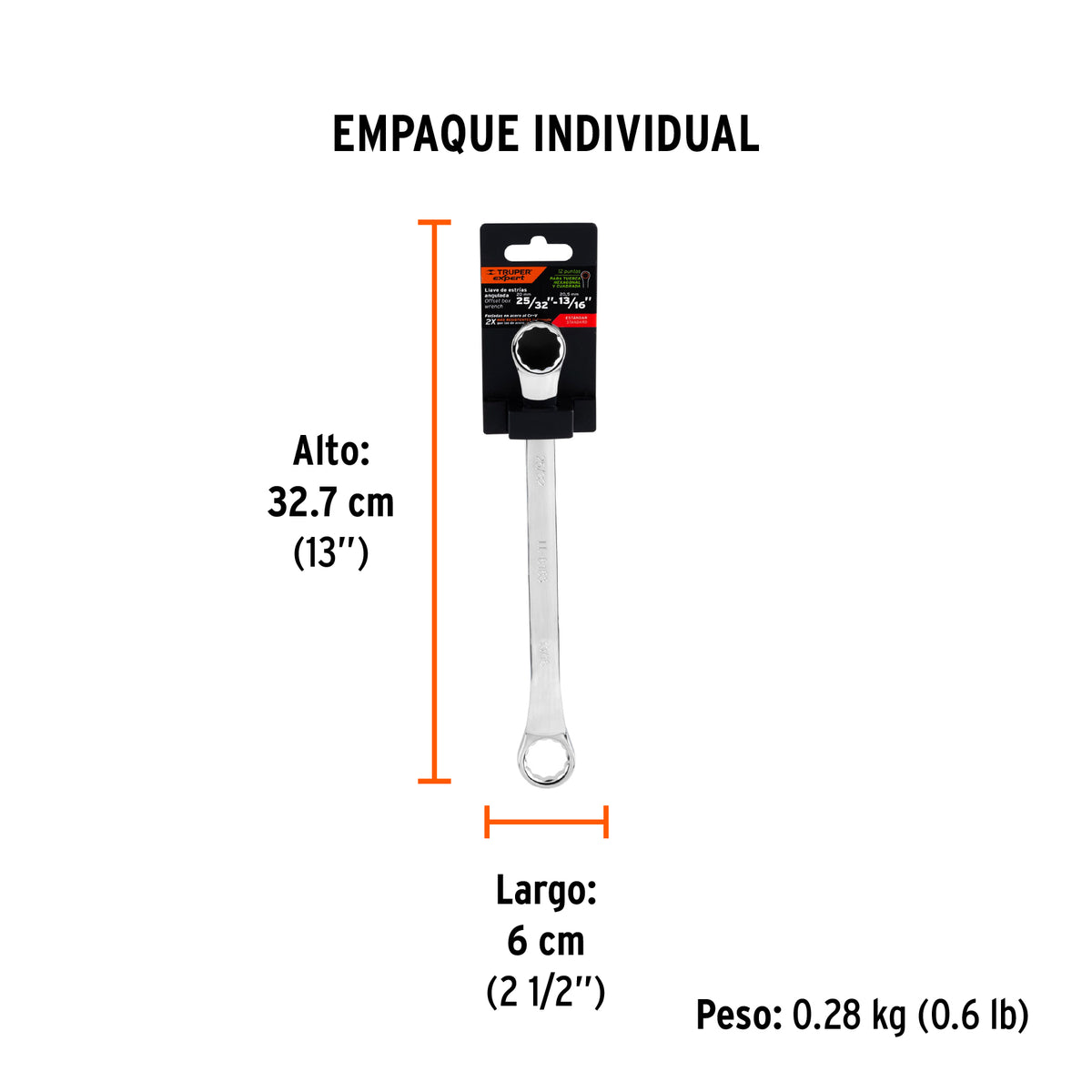 Llave de estrías, 25/32 x 13/16" x 291mm