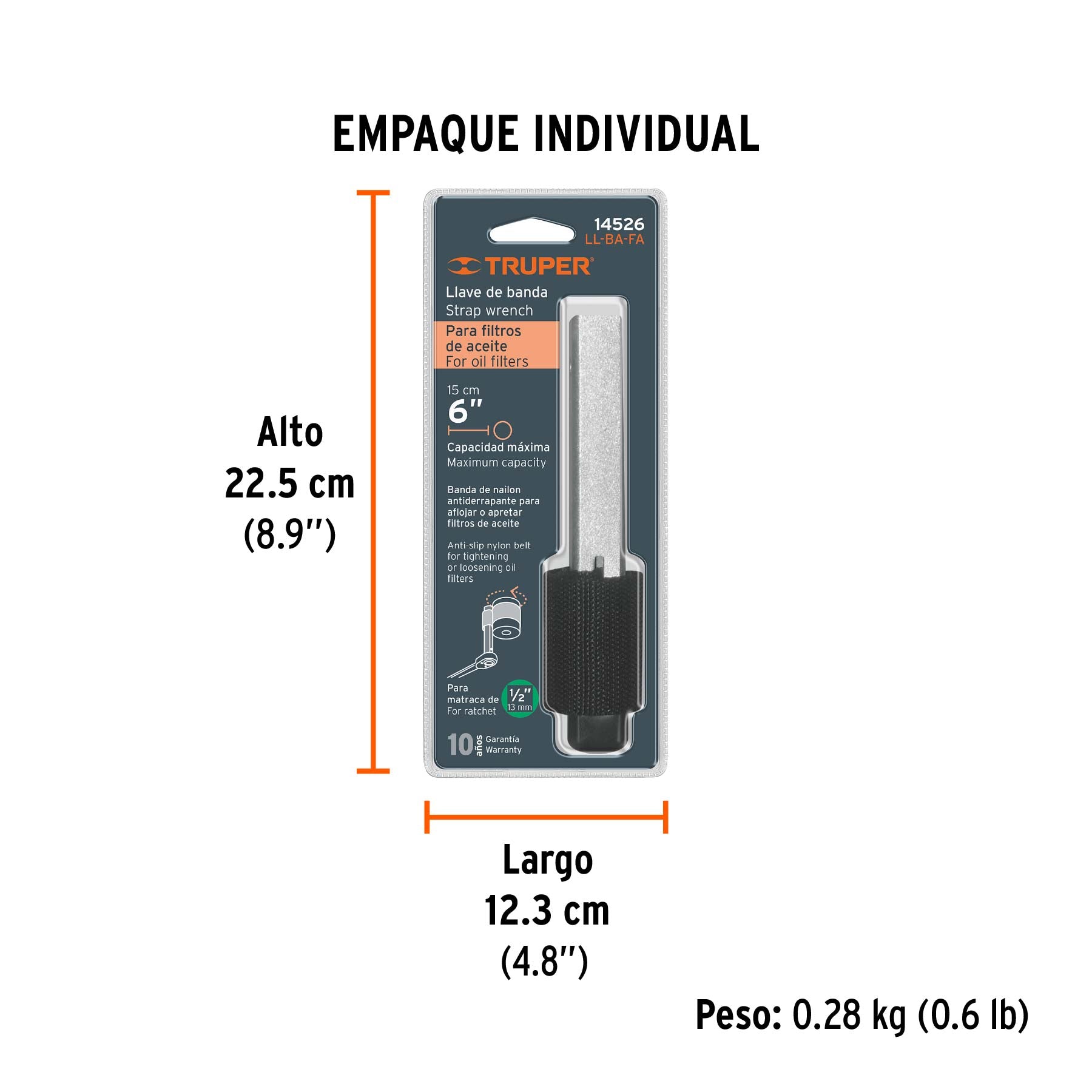 Llave de banda nailon, 150 mm