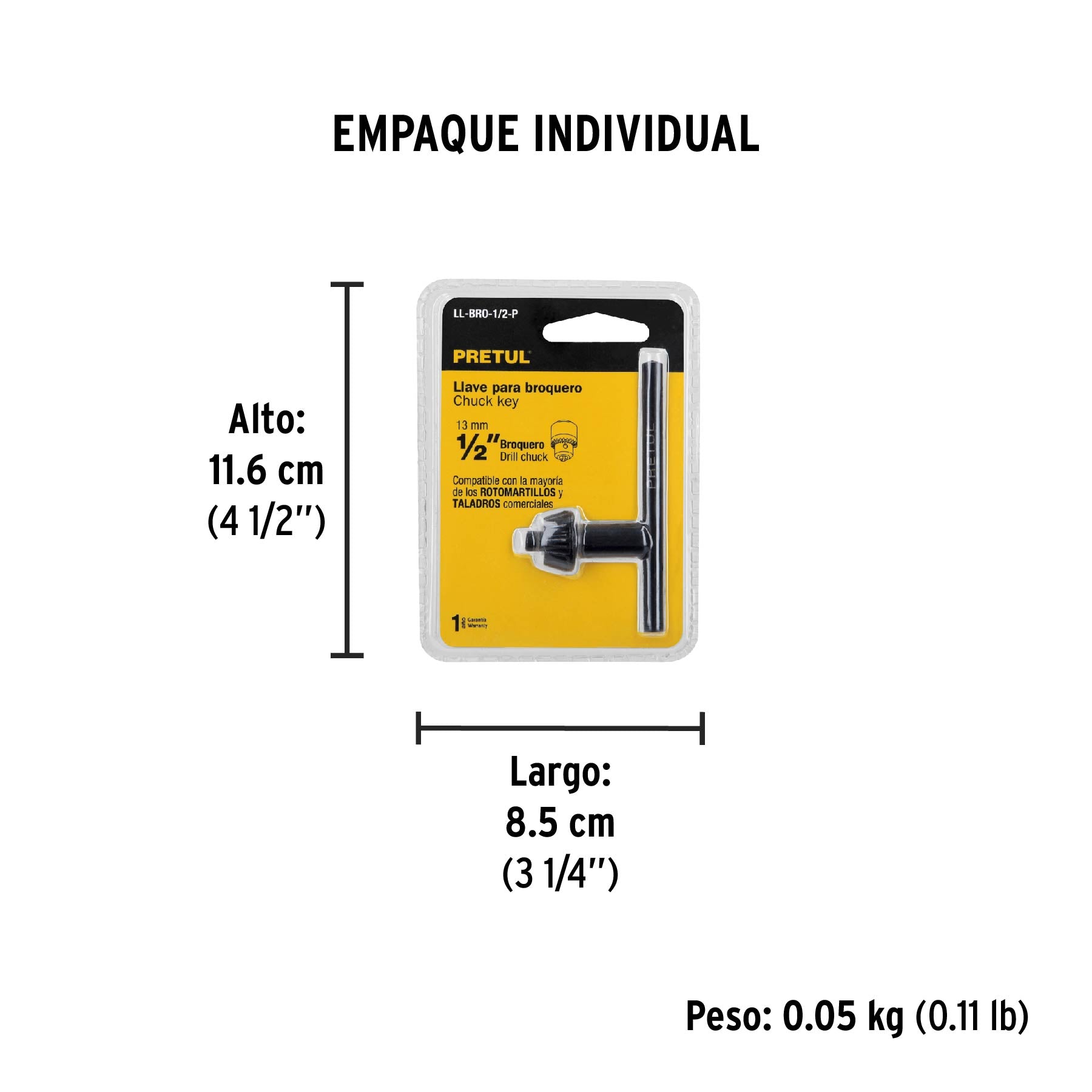 Llave para broquero de 1/2", Pretul