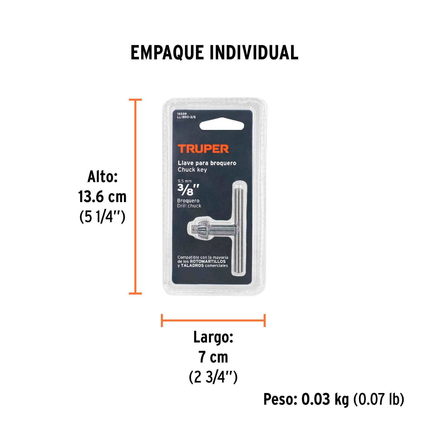 Llave para broquero, 3/8"