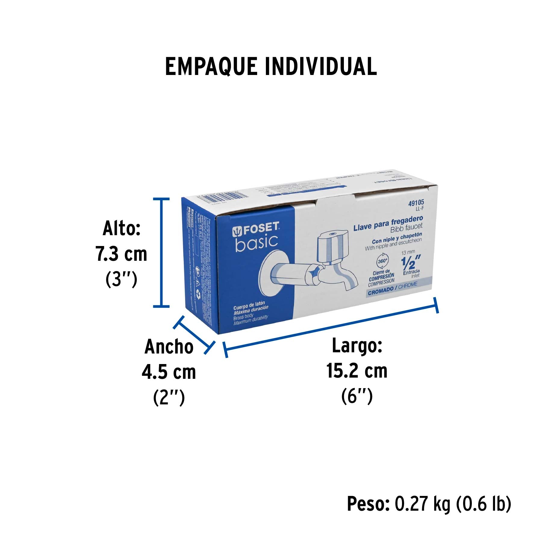Llave para fregadero con niple y chapetón, Basic
