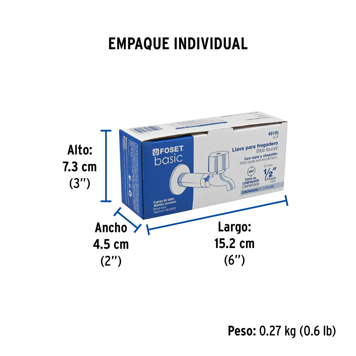 Llave para fregadero con niple y chapetón, Basic
