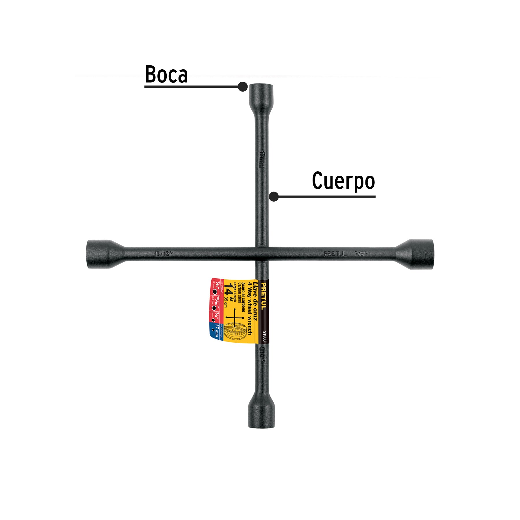 Llave De Cruz Para Auto, 14 , Pretul