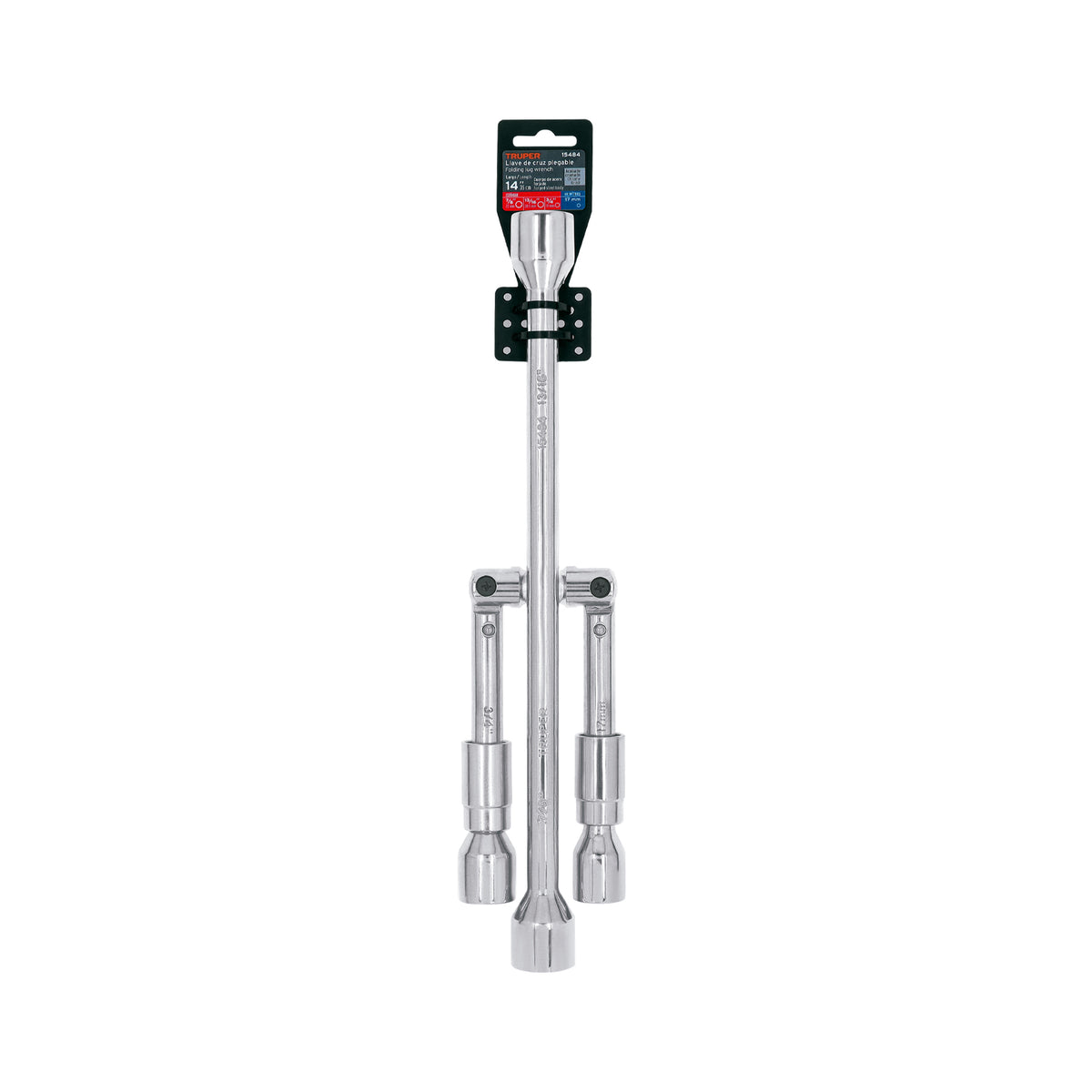 Llave de cruz para auto, 14", plegable