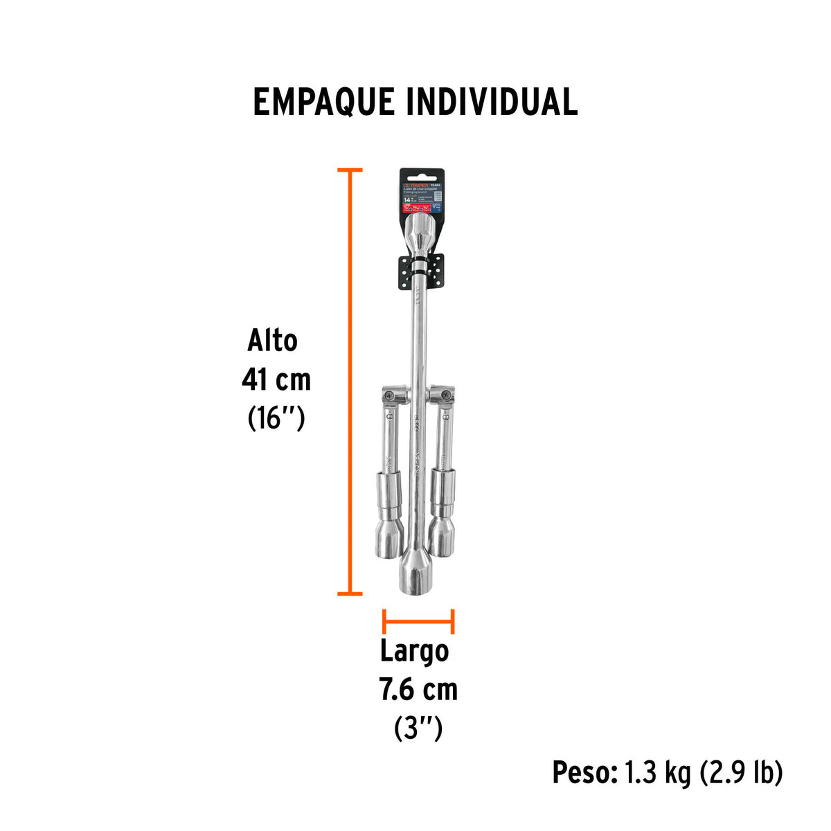 Llave de cruz para auto, 14", plegable