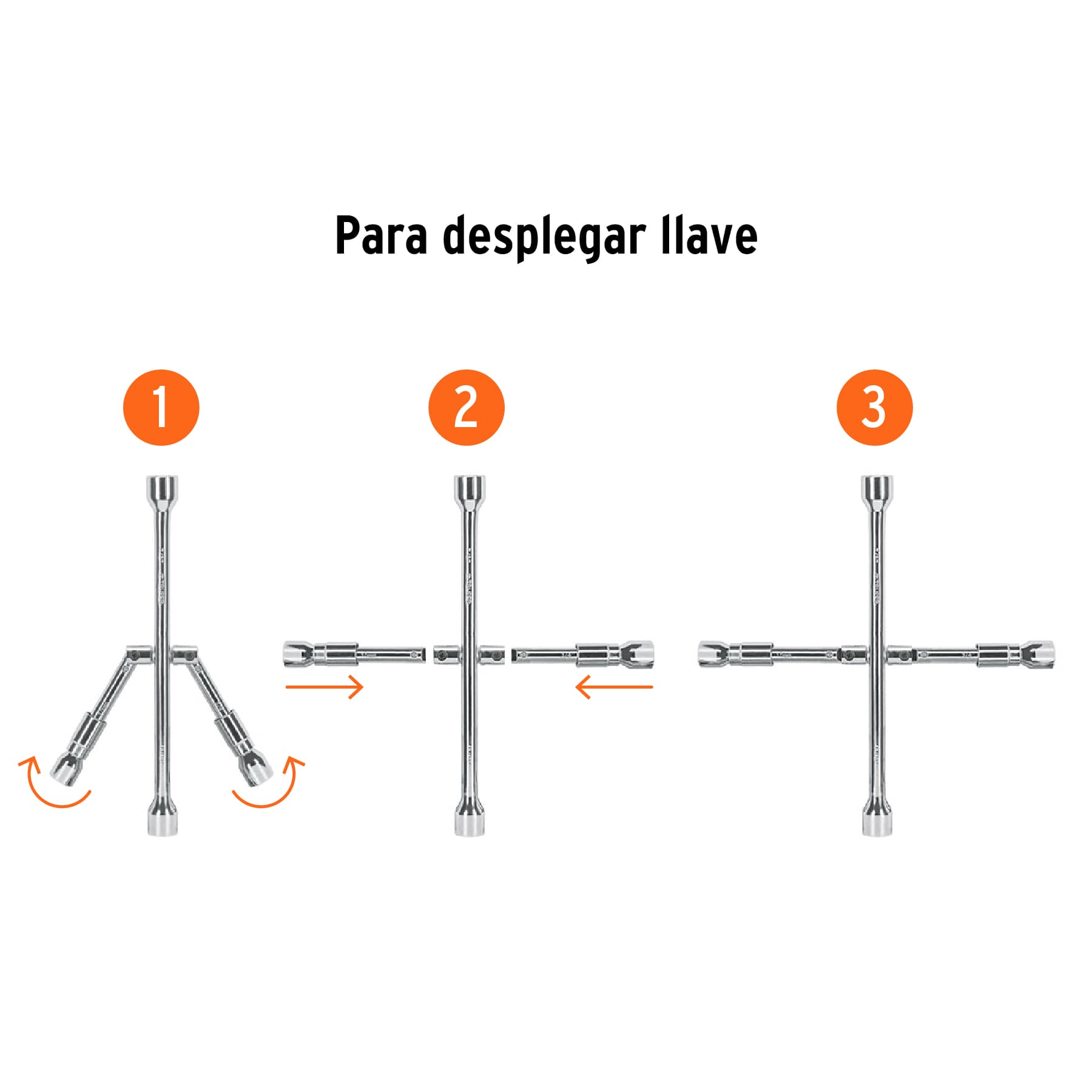 Llave de cruz para auto, 14", plegable