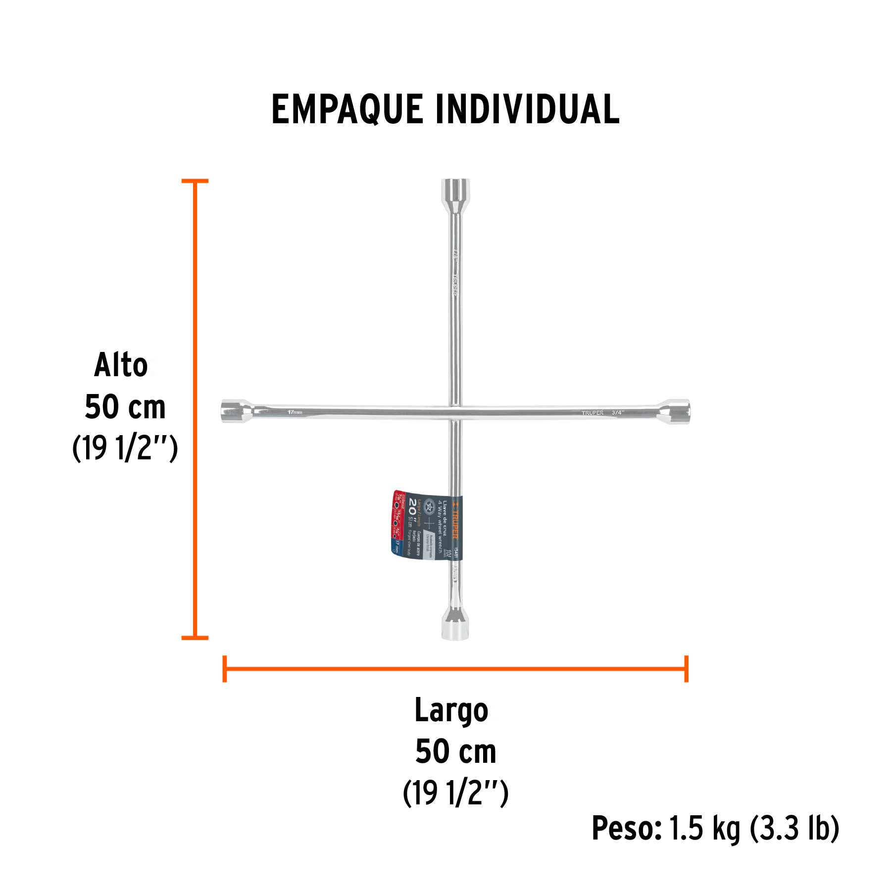 Llave de cruz para auto, 20"