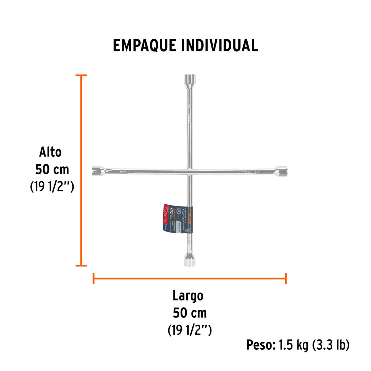 Llave de cruz para auto, 20"