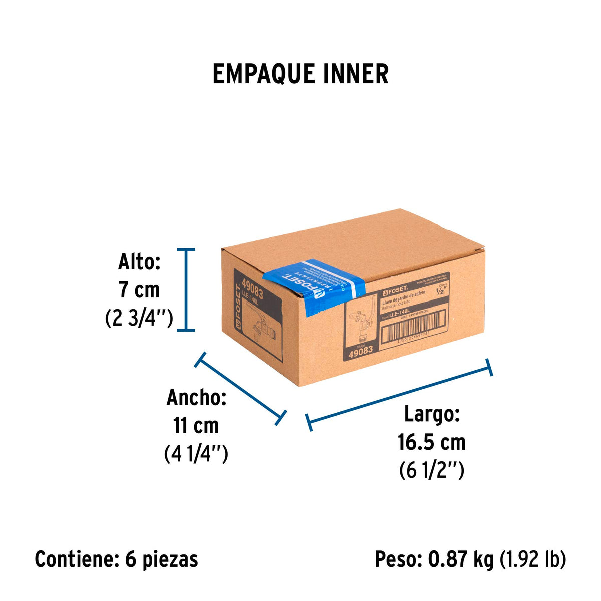 Llave de esfera, de latón, 140 gr, entrada 1/2", Foset