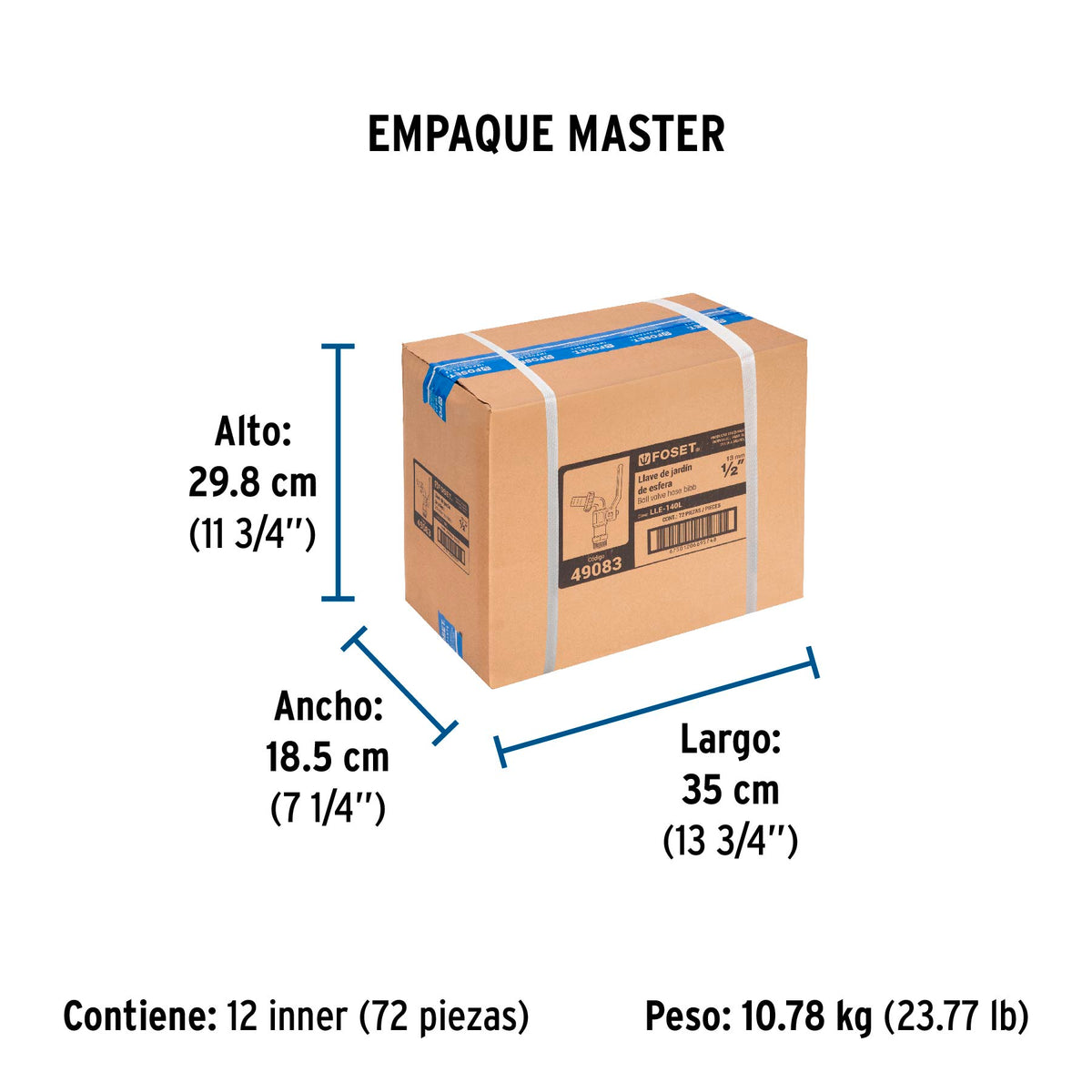 Llave de esfera, de latón, 140 gr, entrada 1/2", Foset