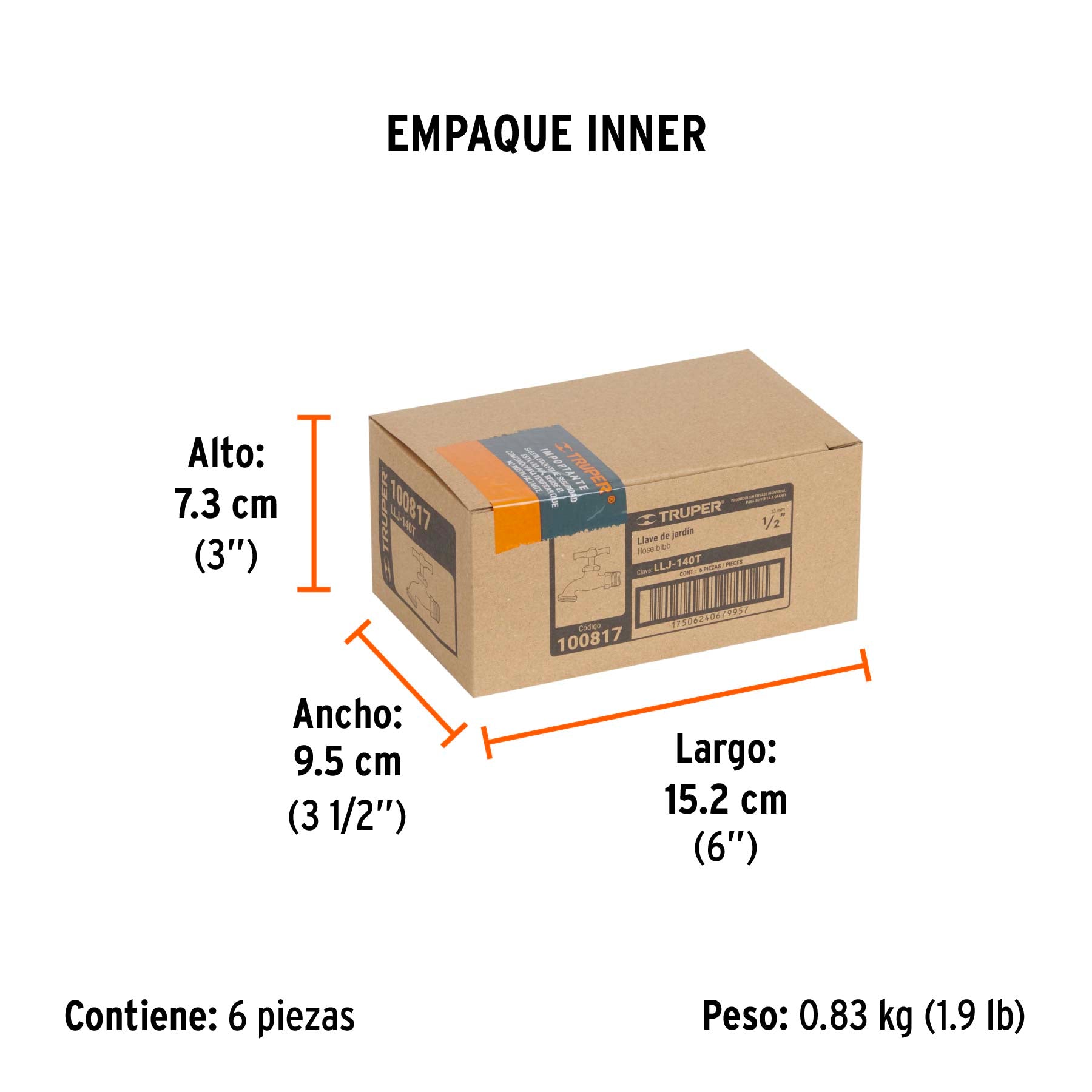 LLAVE DE LATÓN PARA MANGUERA 1/2,140G A GRANEL