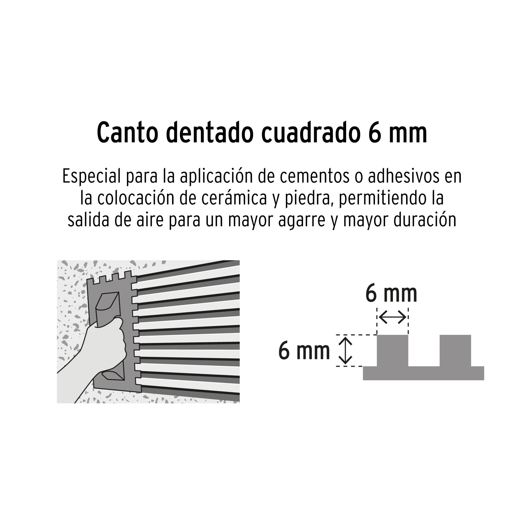 Llana, mango plástico, canto dentado cuadrado,6 remaches,11"