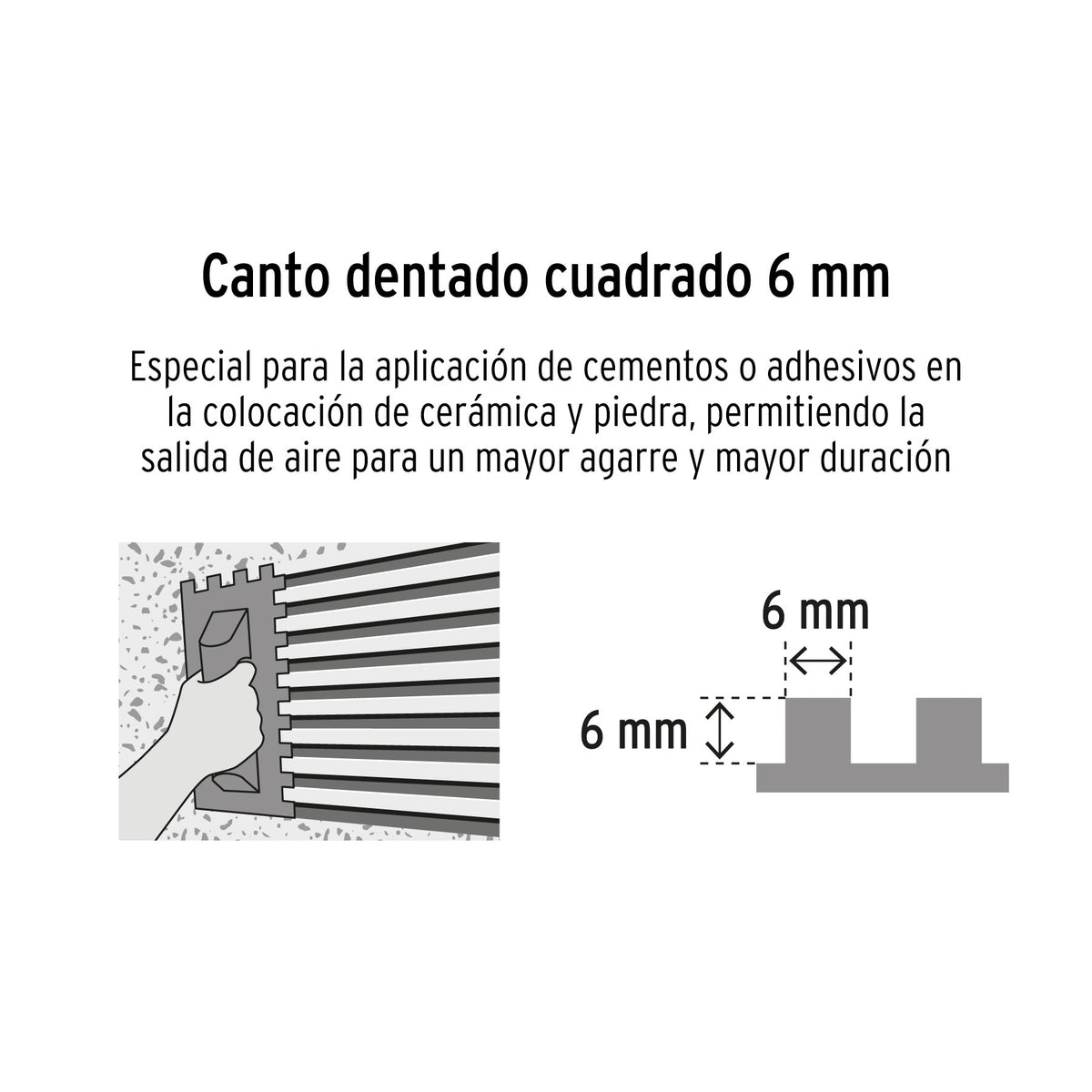 Llana, mango plástico, canto dentado cuadrado,6 remaches,11"