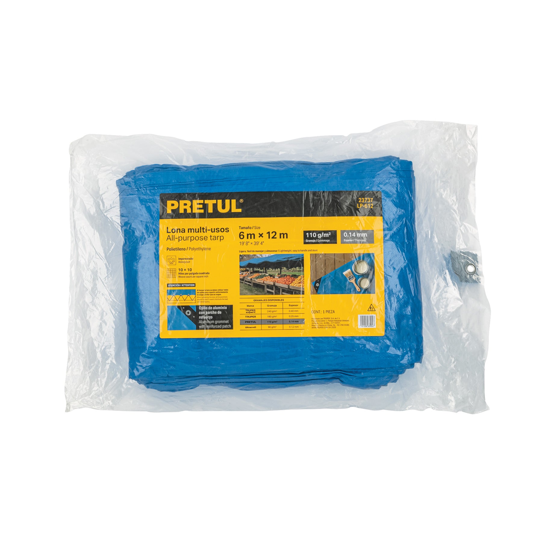 Lona 6 x 12 m, azul, Pretul