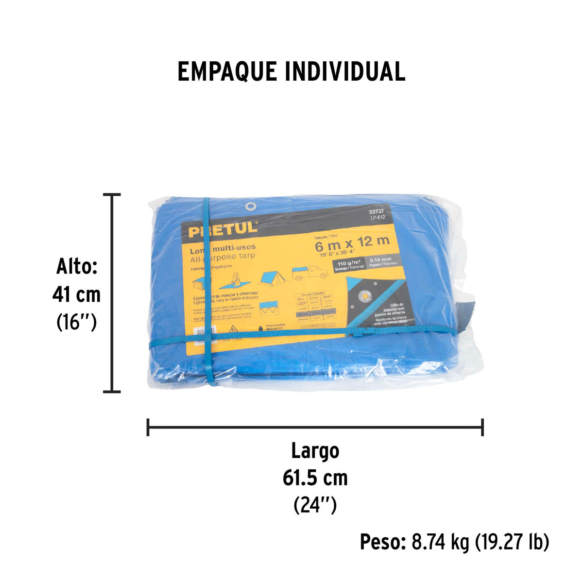 Lona 6 x 12 m, azul, Pretul
