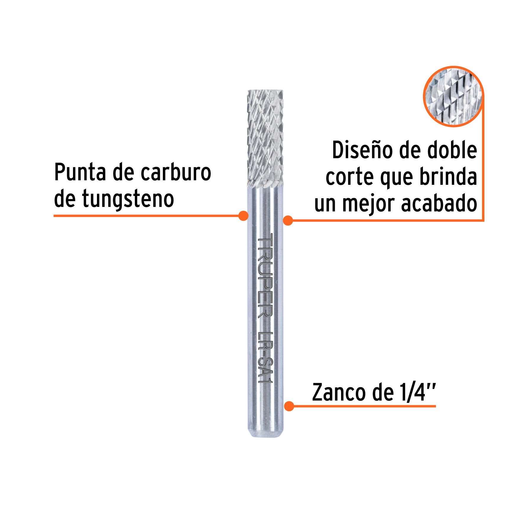 Lima rotativa cilindrica 1/4, SA-1, TRUPER