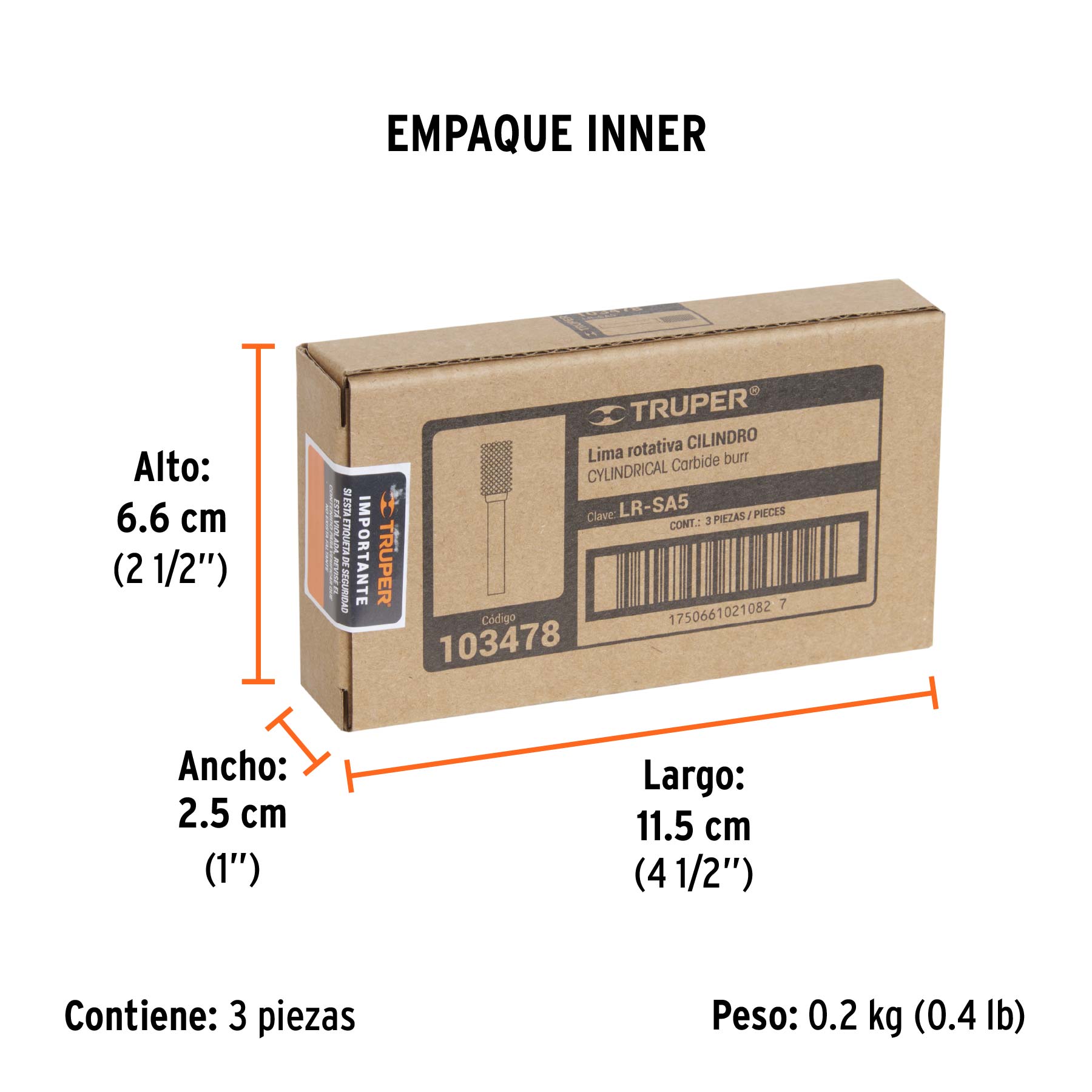 Lima rotativa cilindrica 1/2, SA-5, TRUPER